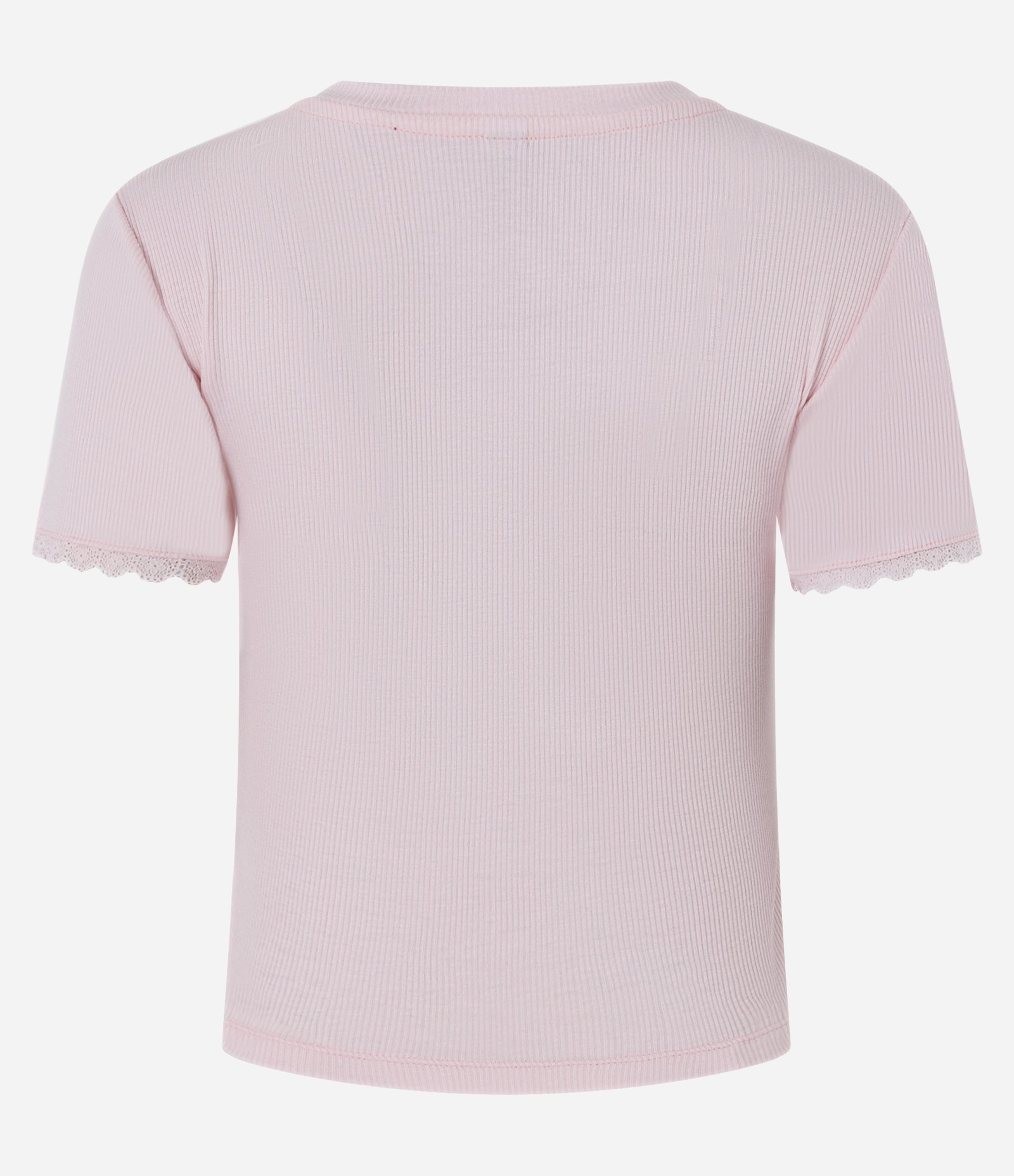 Blusa em Ribana com Renda na Manga Rosa 7