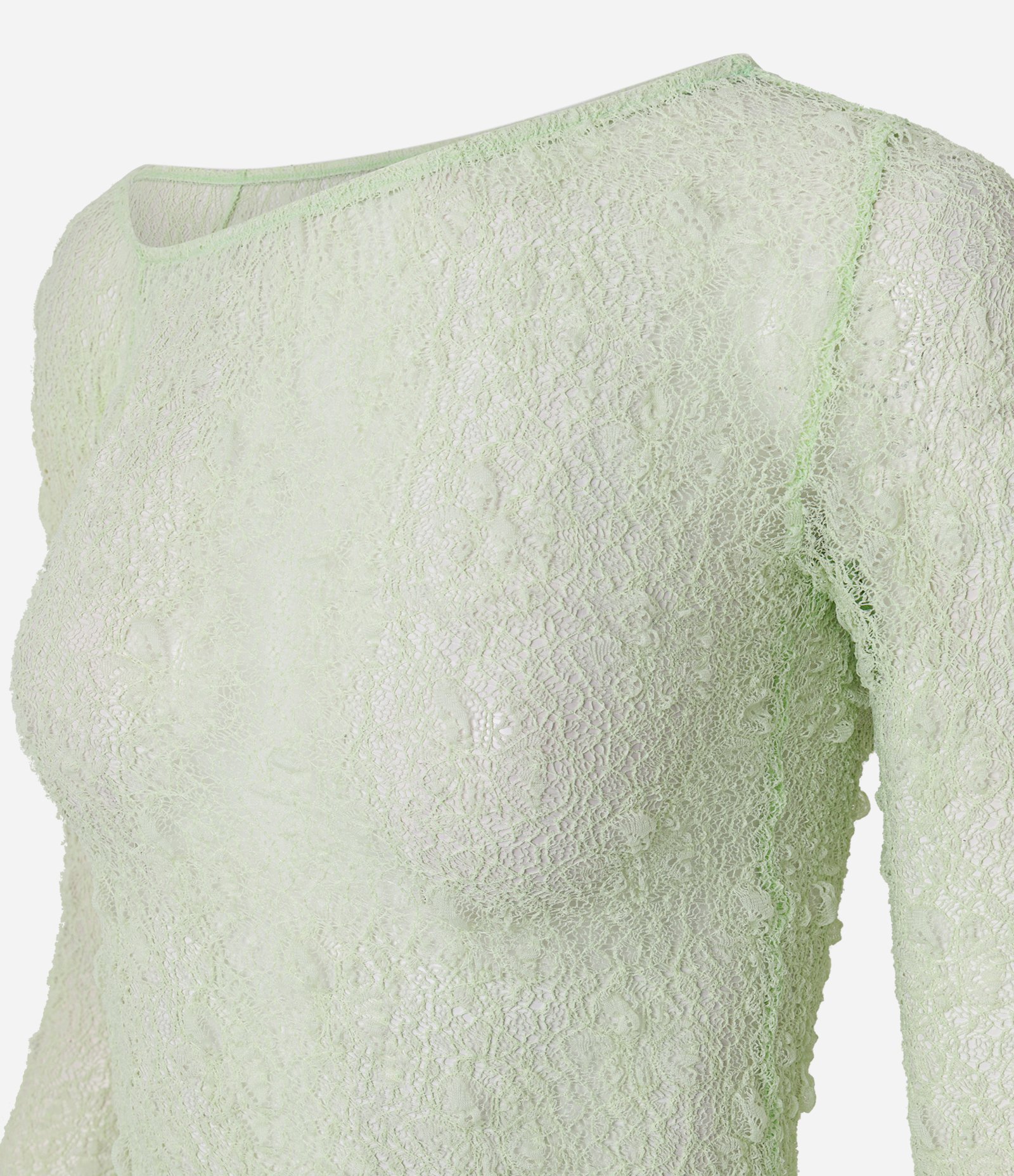 Blusa em Renda Texturizada com Gola Assimétrica e Barra Alongada Amarelo Claro 6