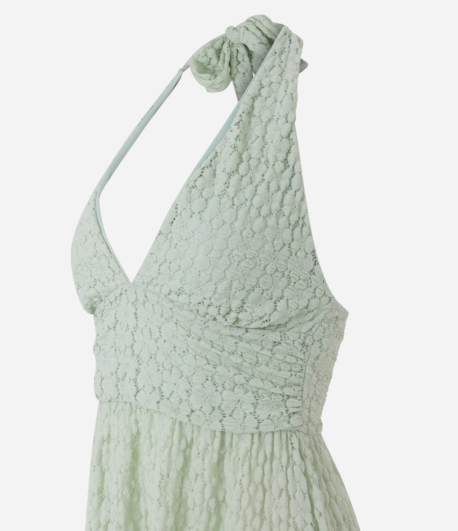 Blusa Frente Única em Renda com Barra Assimétrica Verde 2