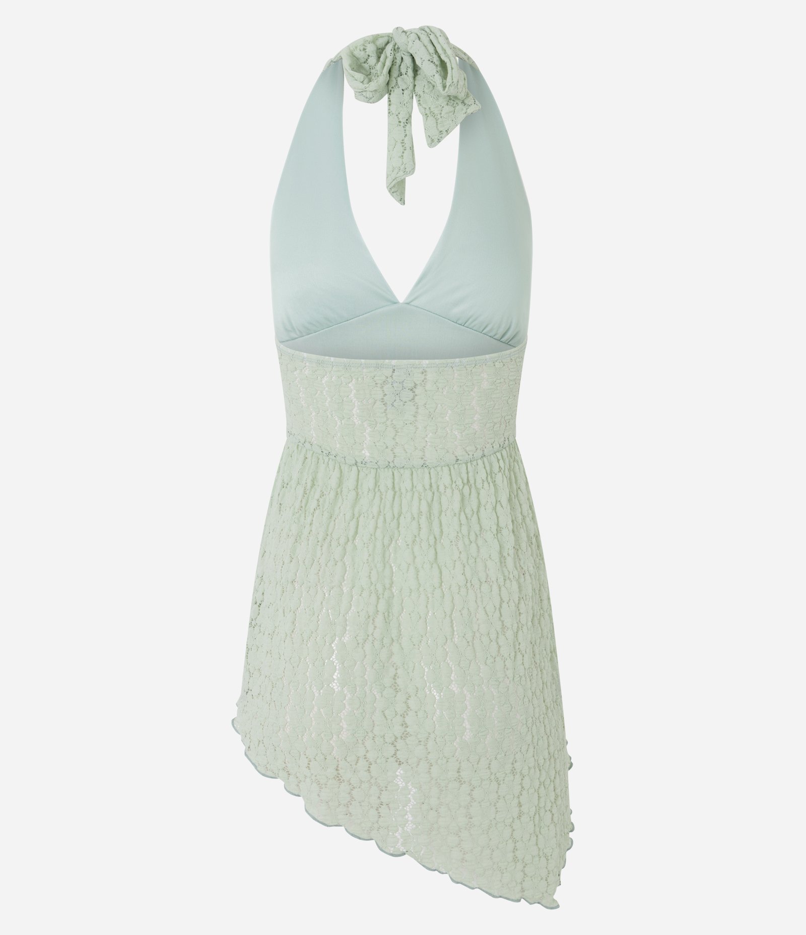 Blusa Frente Única em Renda com Barra Assimétrica Verde 3