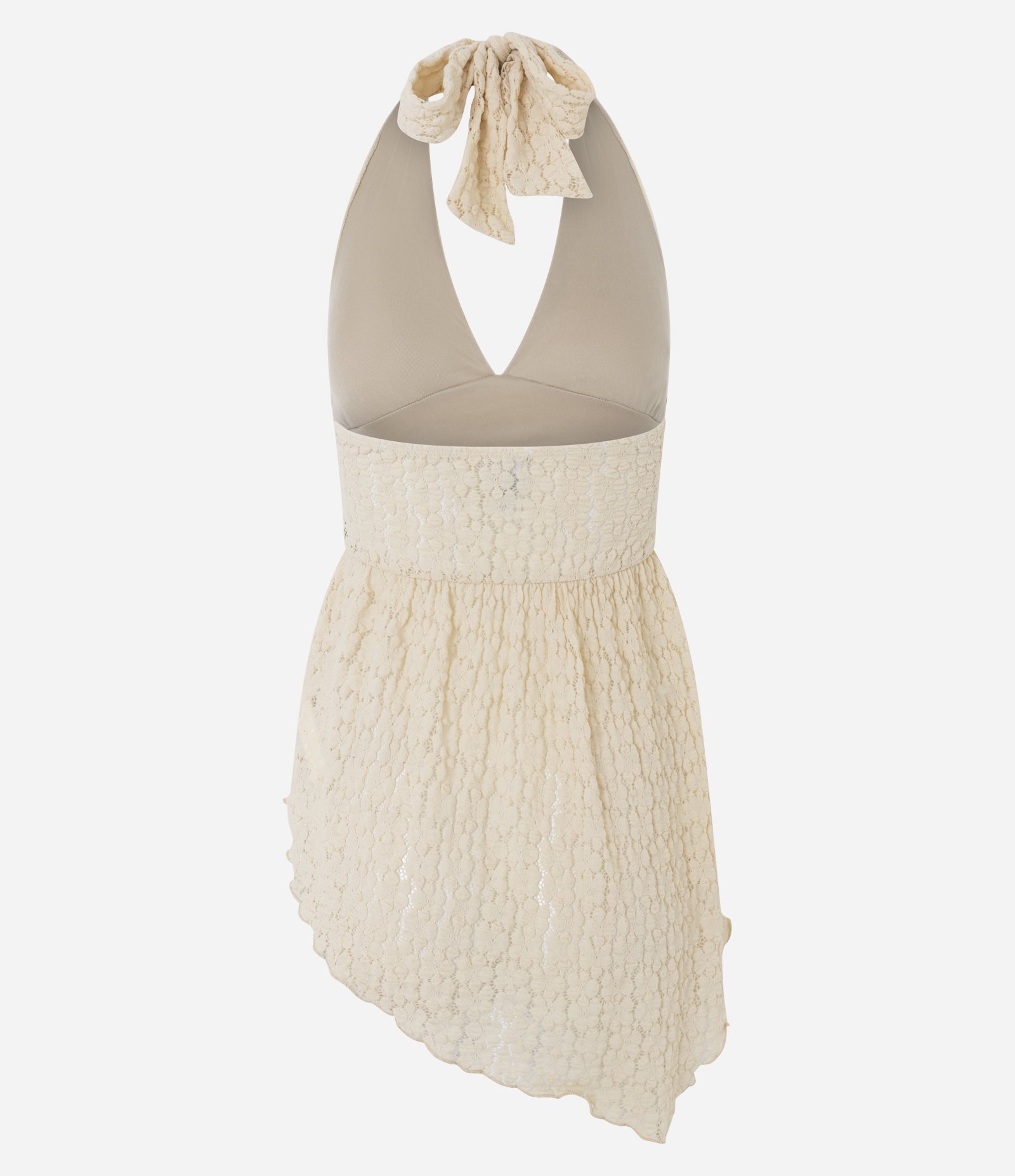 Blusa Frente Única em Renda com Barra Assimétrica Amarelo 3