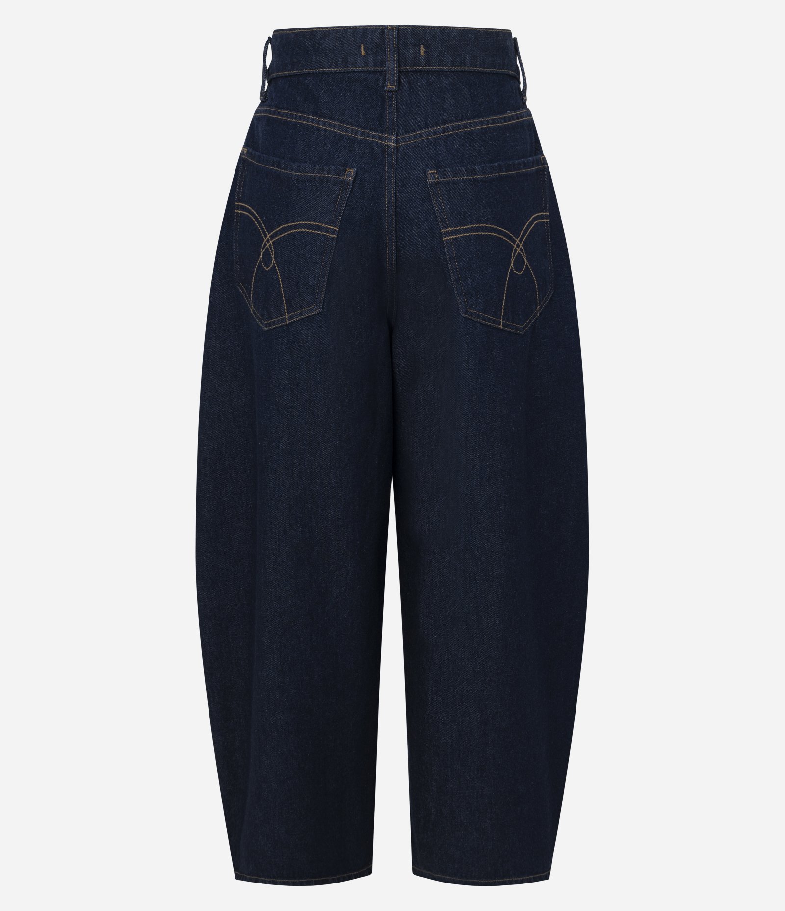 Calça Barrel em Jeans com Cintura Alta Azul Escuro 6