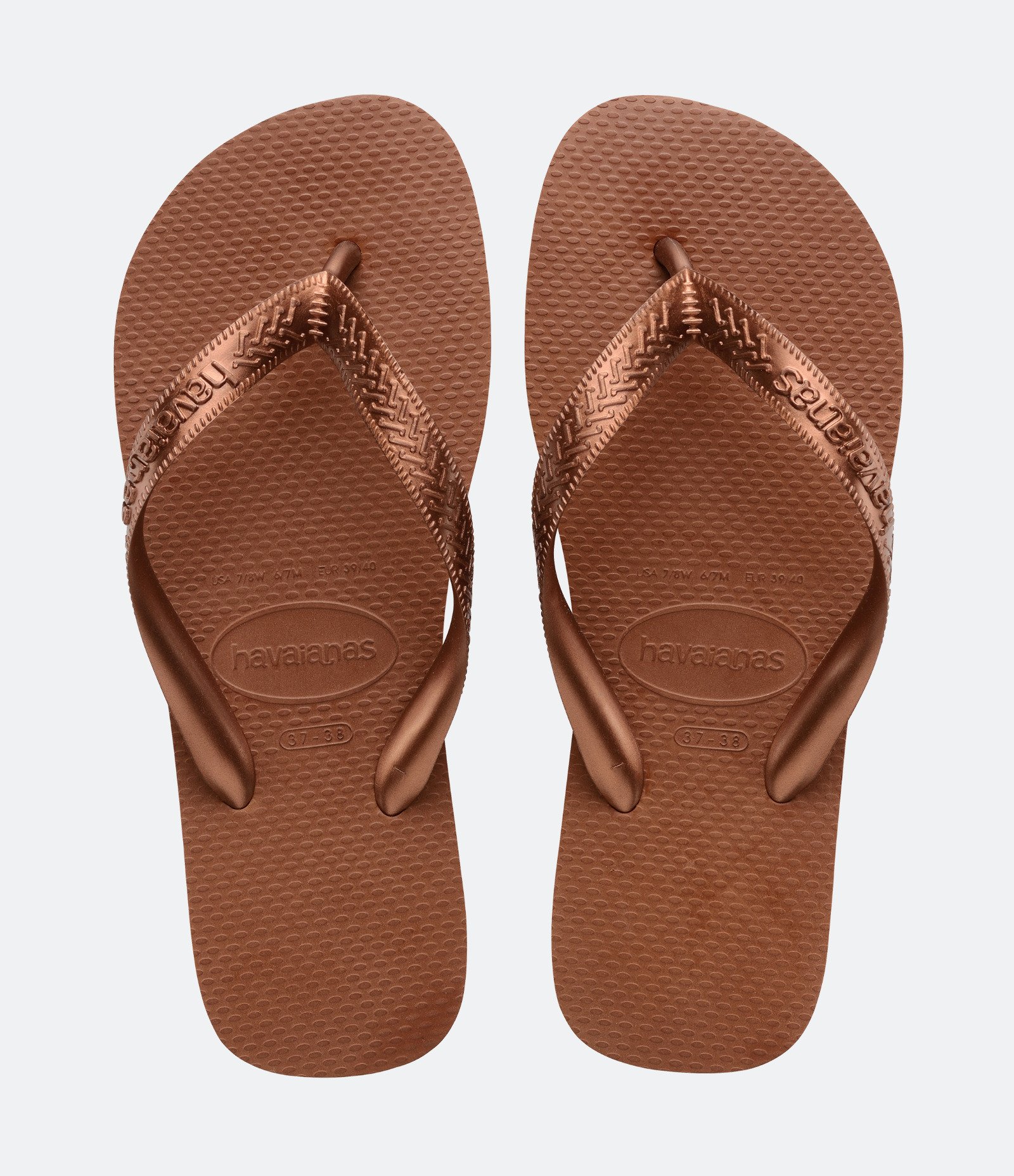 Chinelo Emborrachado Havaianas com Tiras Metalizadas Marrom 1