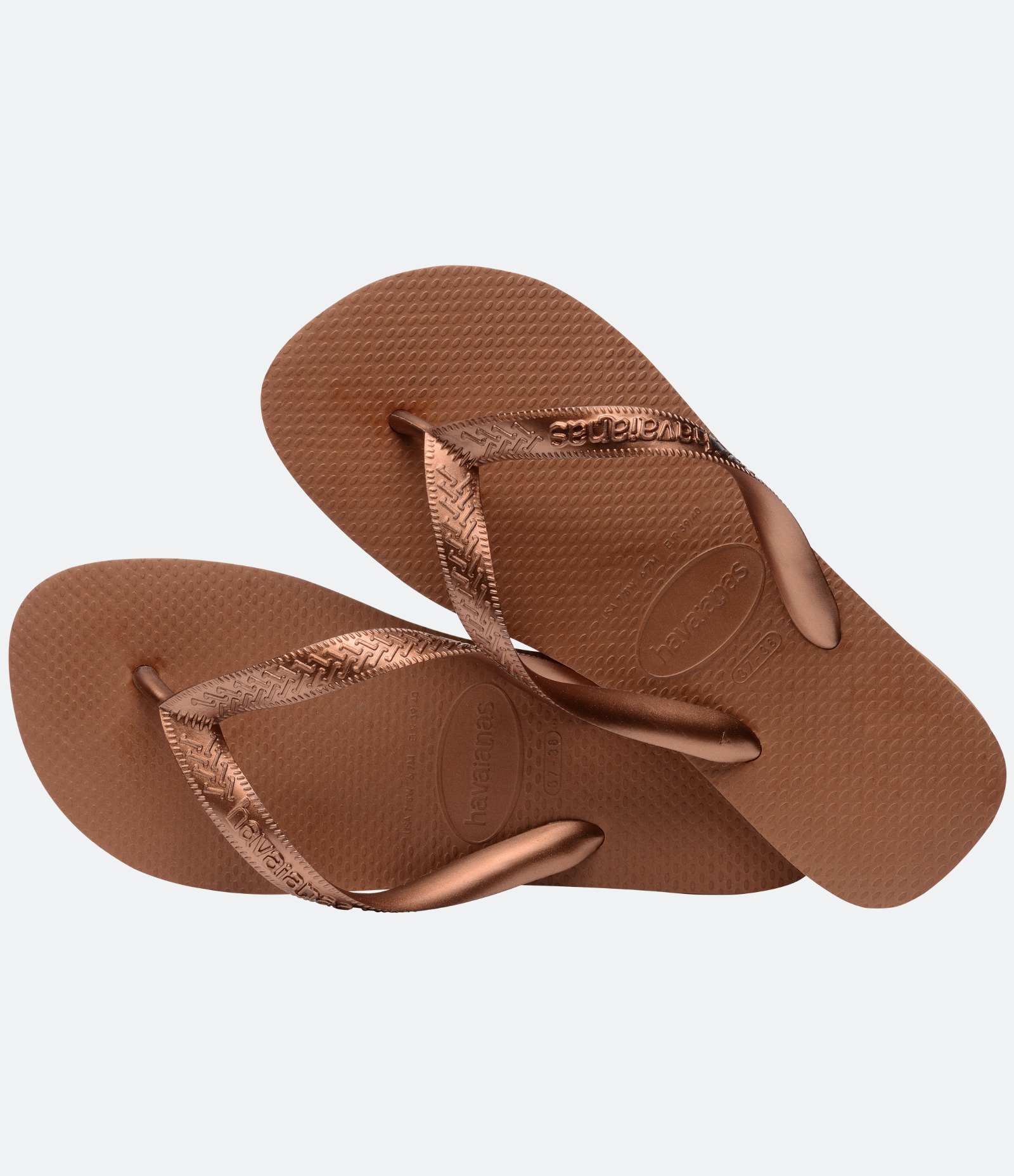 Chinelo Emborrachado Havaianas com Tiras Metalizadas Marrom 2