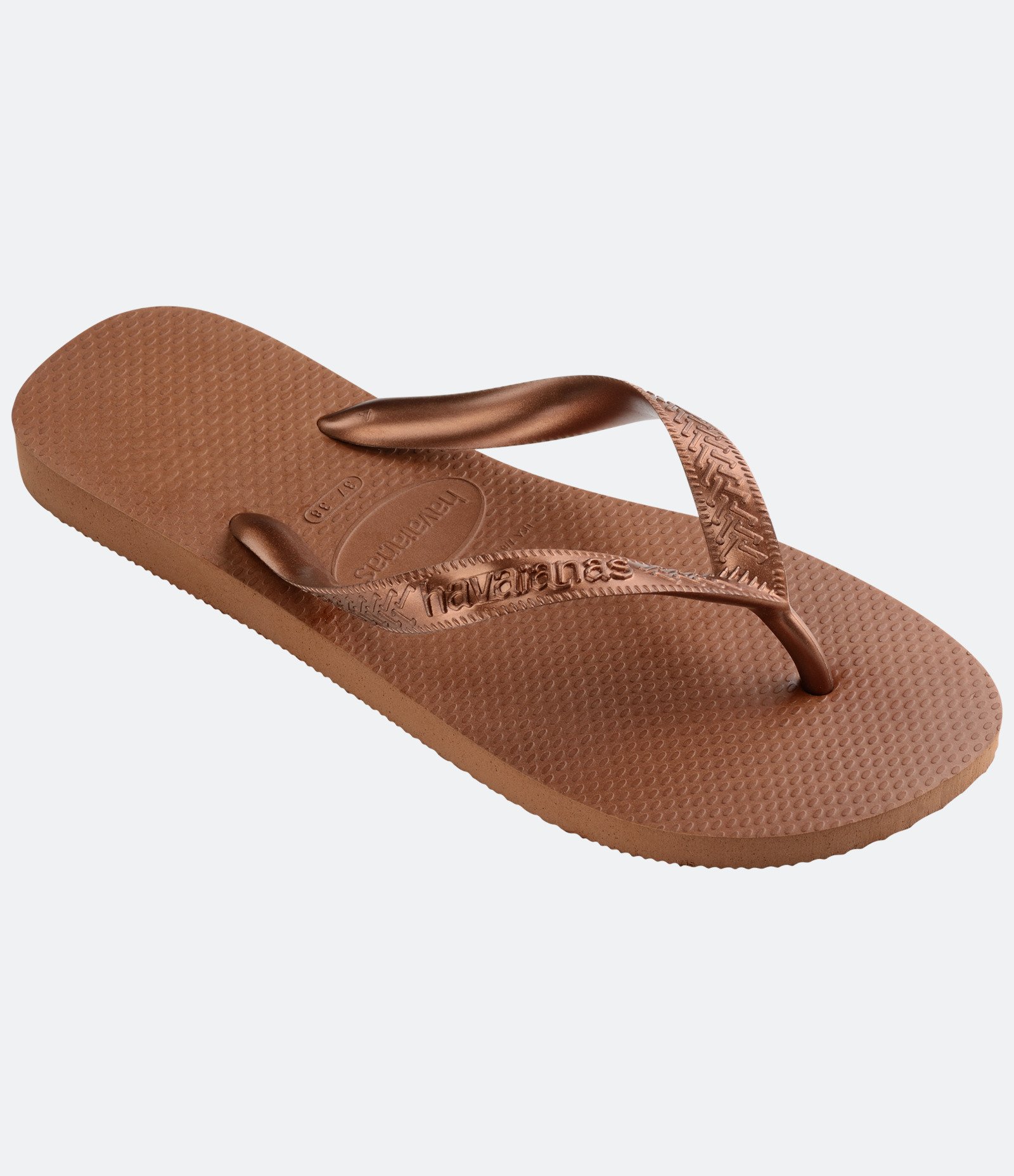 Chinelo Emborrachado Havaianas com Tiras Metalizadas Marrom 3