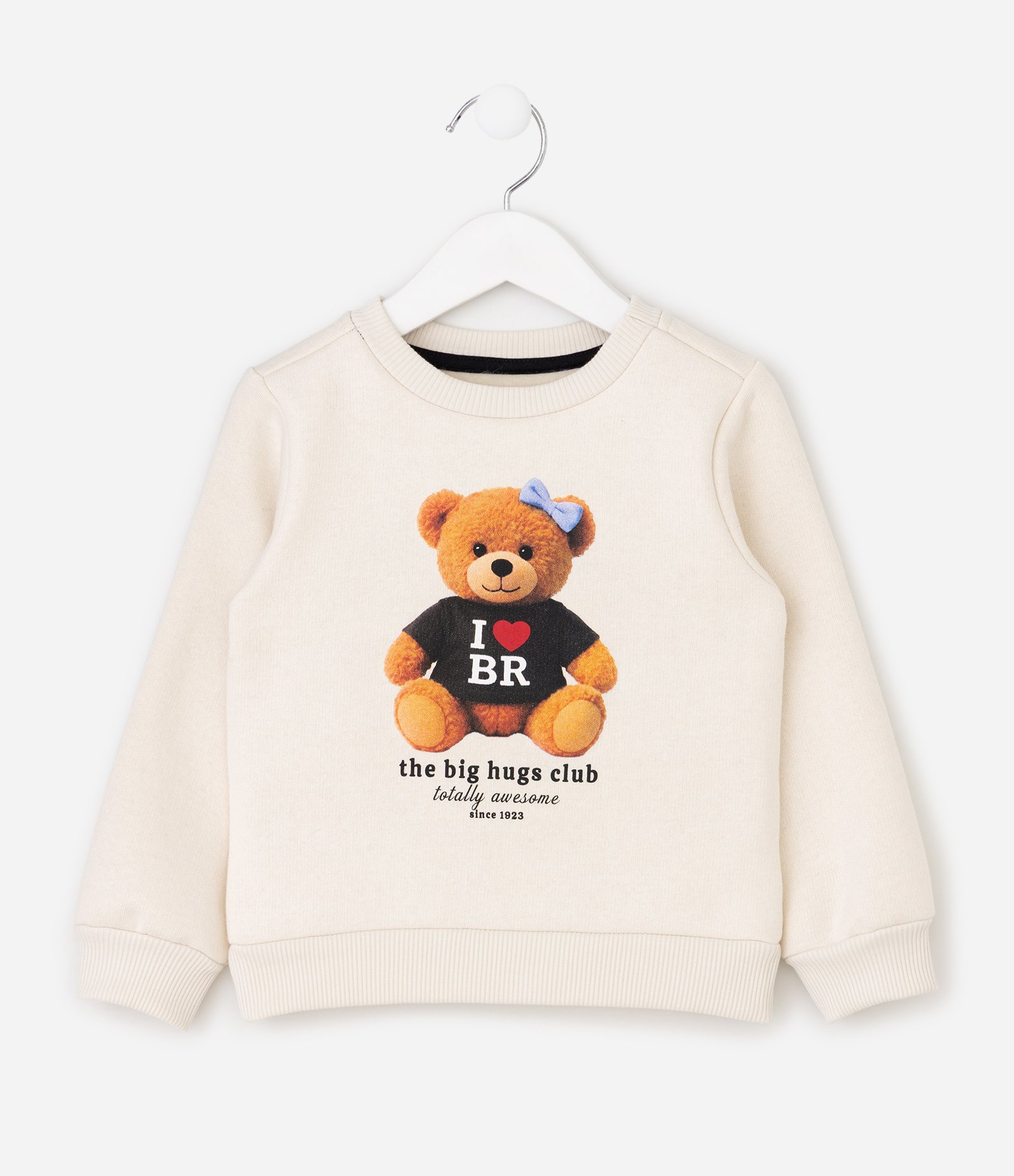 Casaco Infantil em Moletom com Estampa Ursinho – Tam 1 a 6 Anos Off White 2