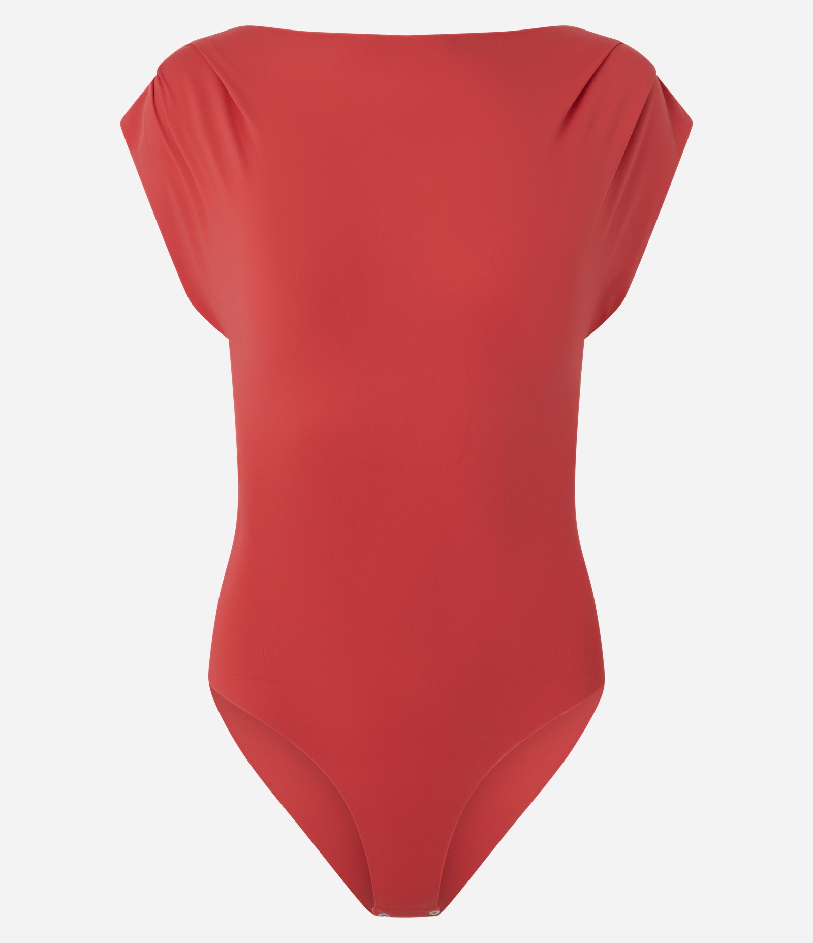Body Canoa em Poliamida com Pregas no Ombro Vermelho 1