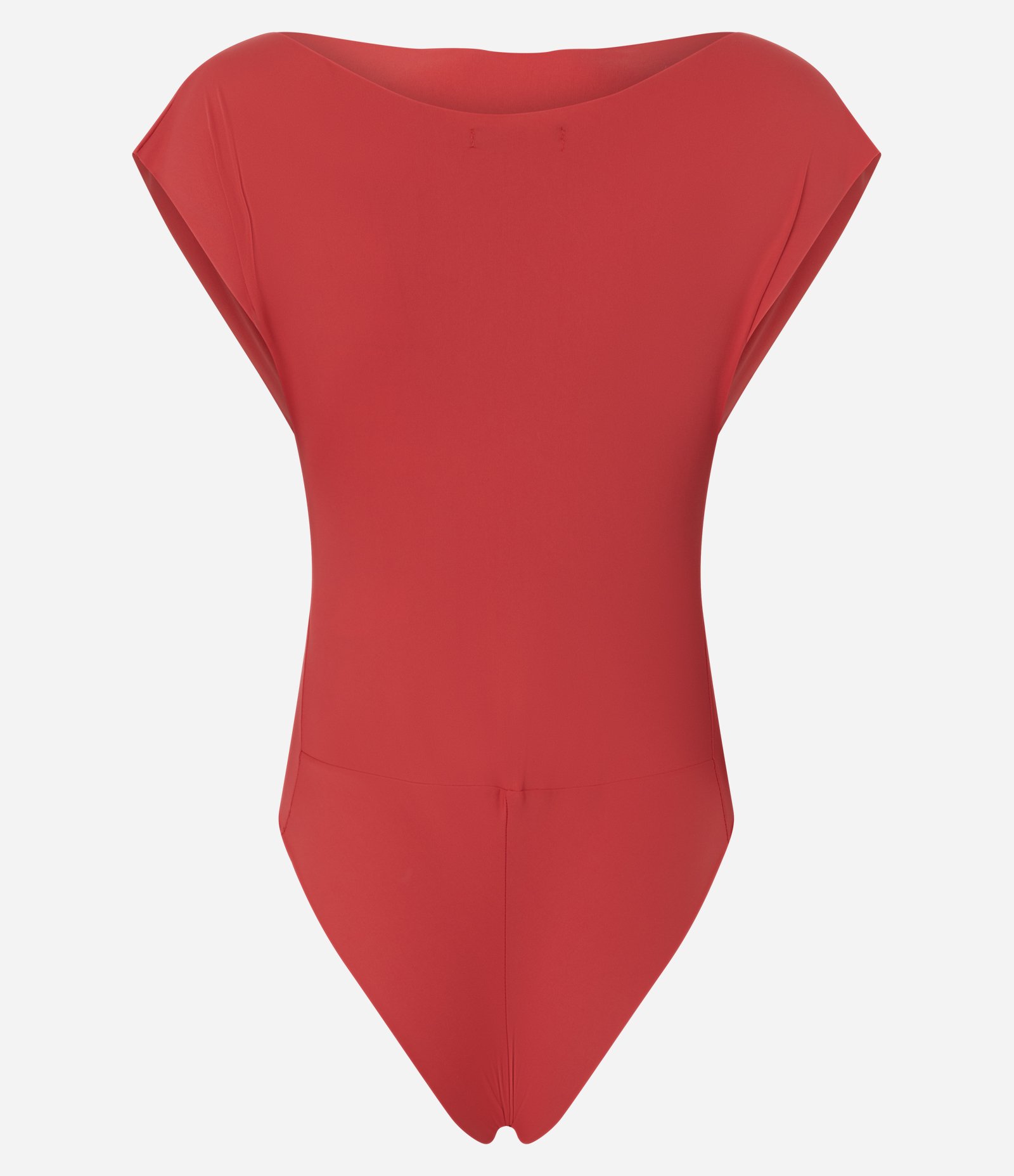 Body Canoa em Poliamida com Pregas no Ombro Vermelho 2