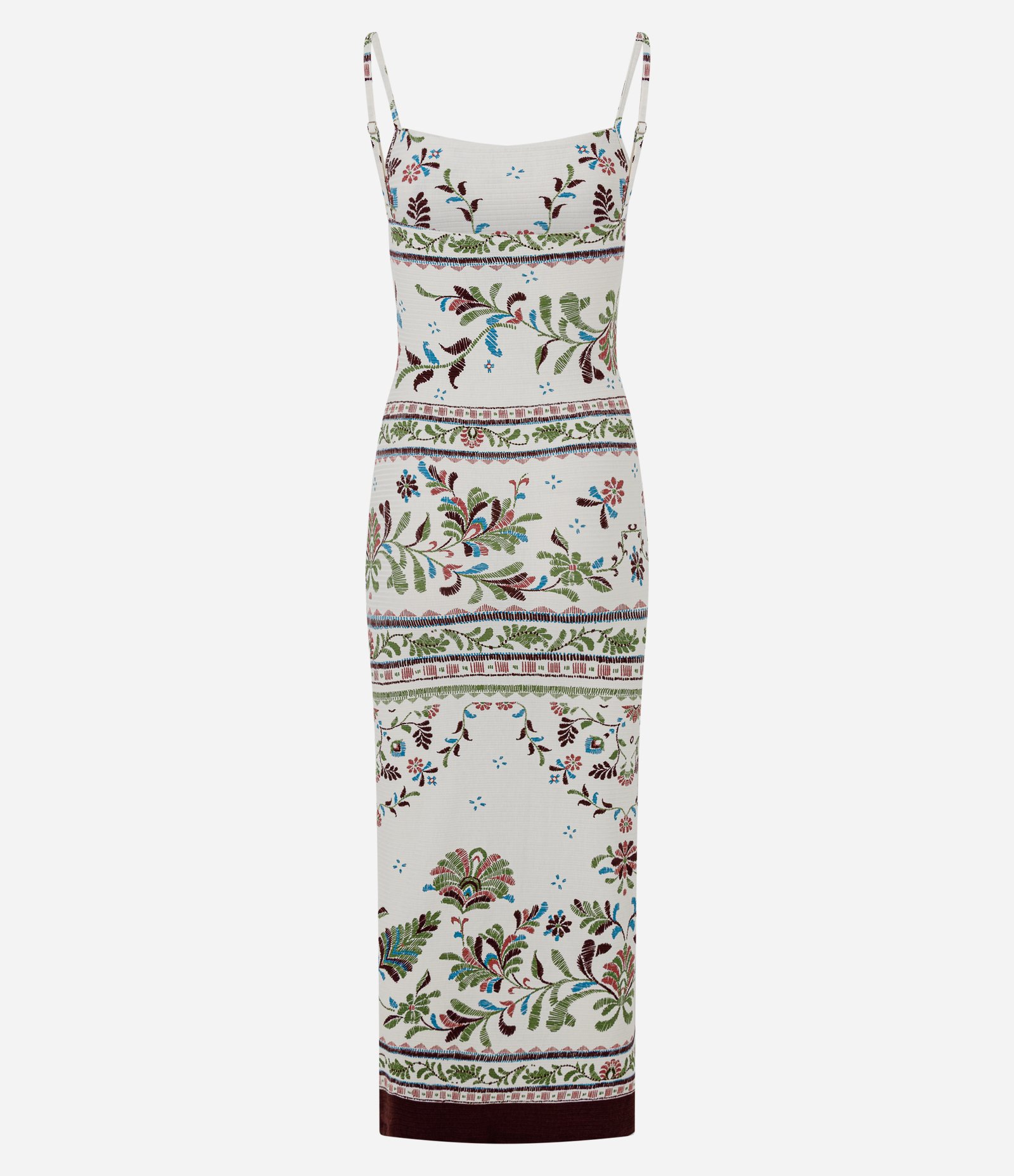 Vestido Midi em Ribana com Estampa Floral Rabisflower Off White 7