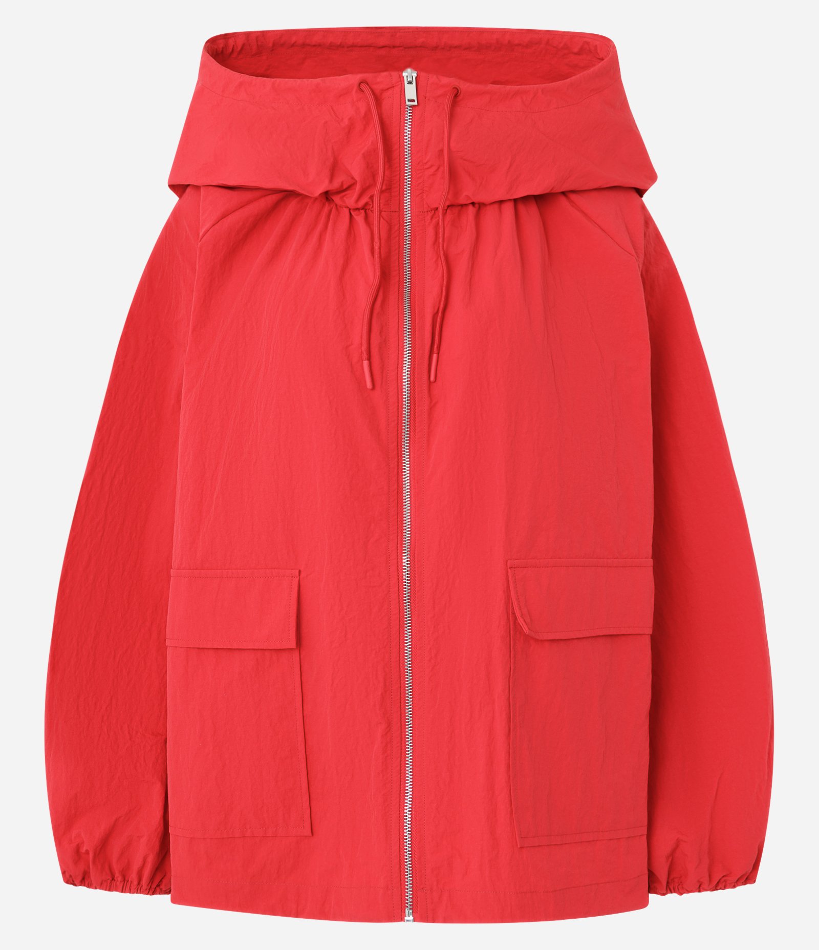 Jaqueta Oversized Leve com Capuz e Mangas Balonê Vermelho 3