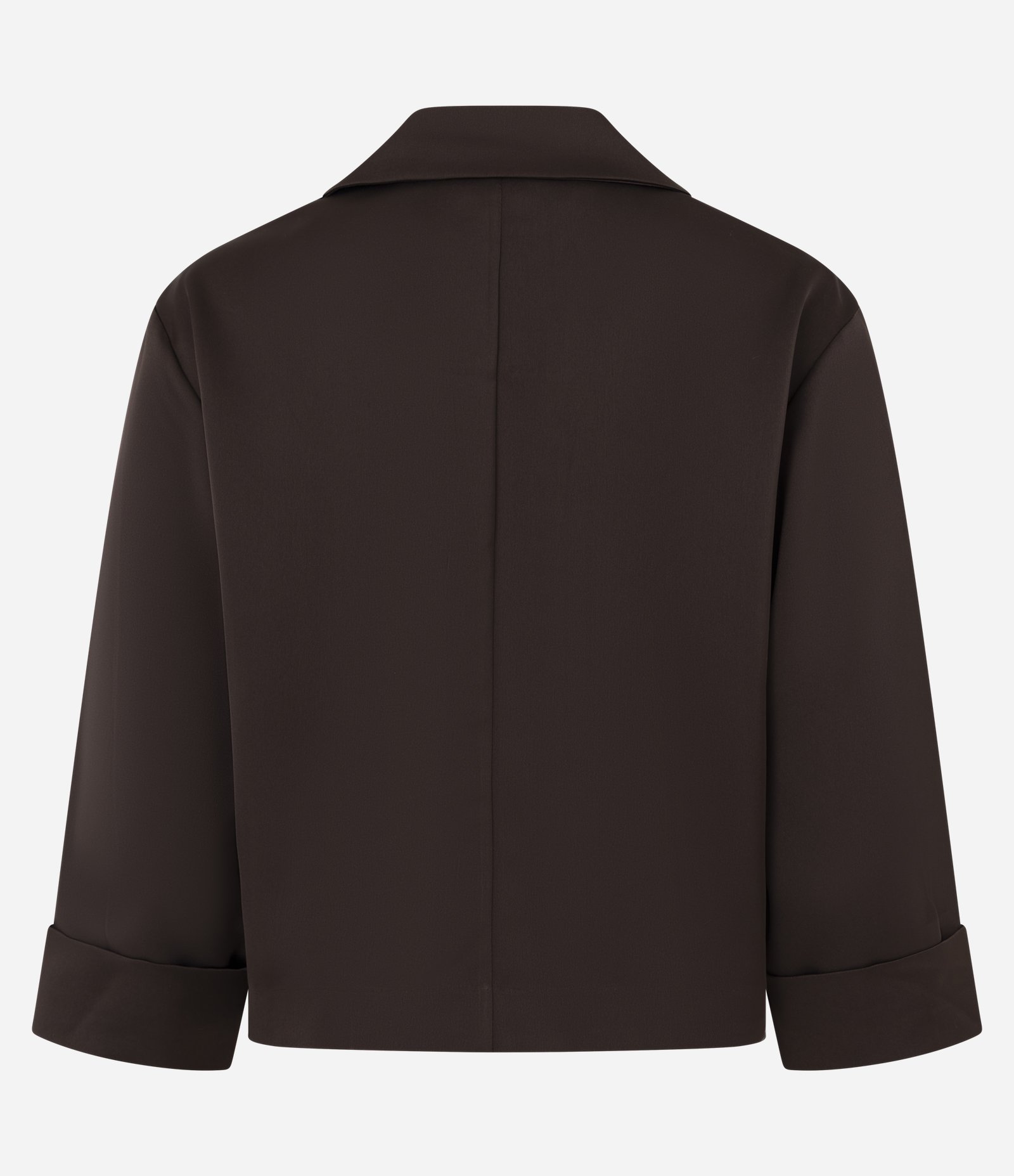 Blazer Cropped com Manga 3/4 e Abotoamento Duplo Marrom 6