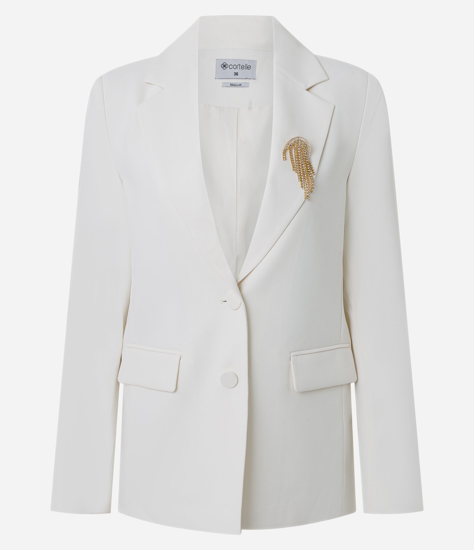 Blazer com Bolsos e Broche Aplicado Branco 5