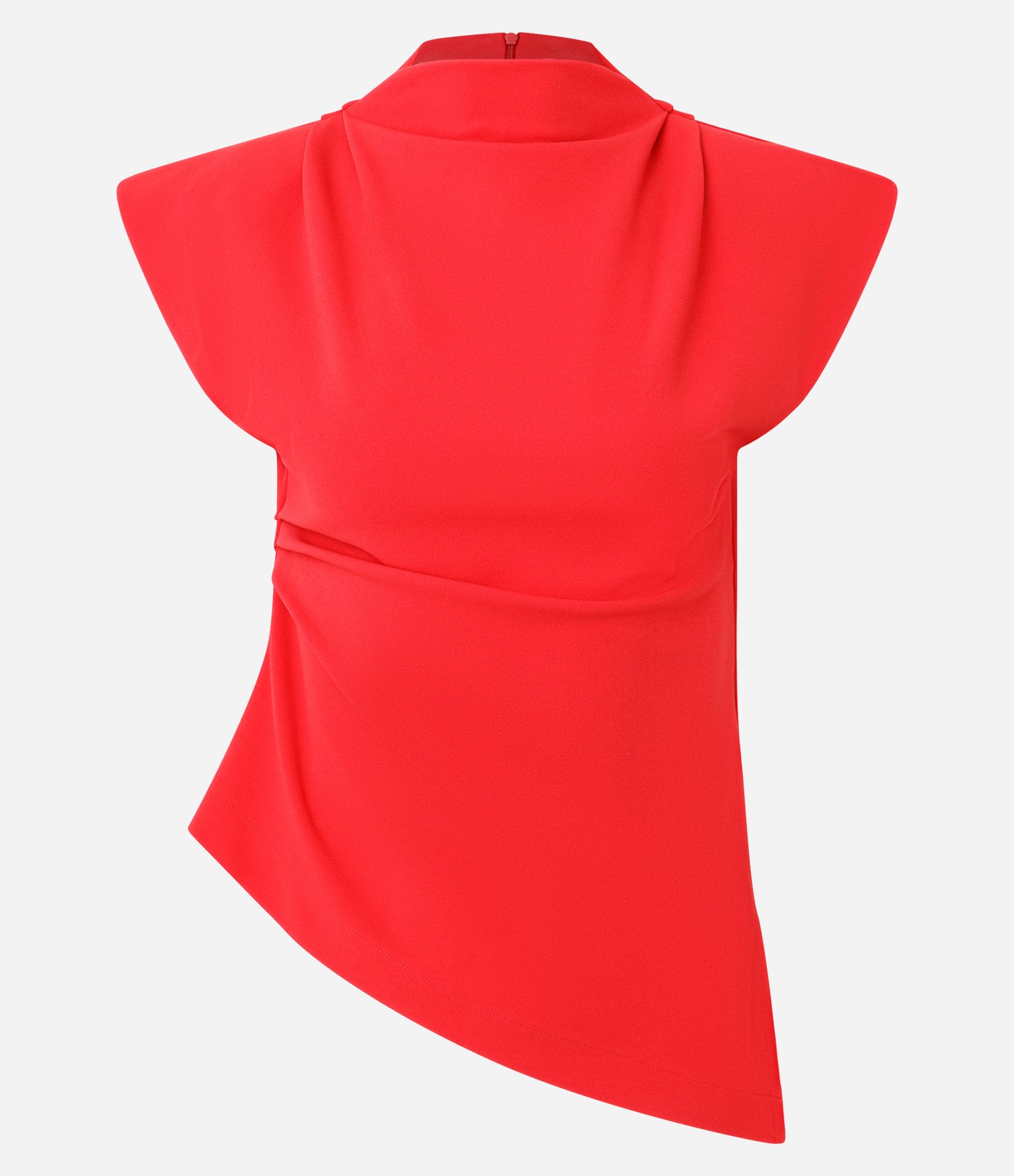 Blusa Regular em Crepe com Ombreiras e Barra Assimétrica Vermelho 5