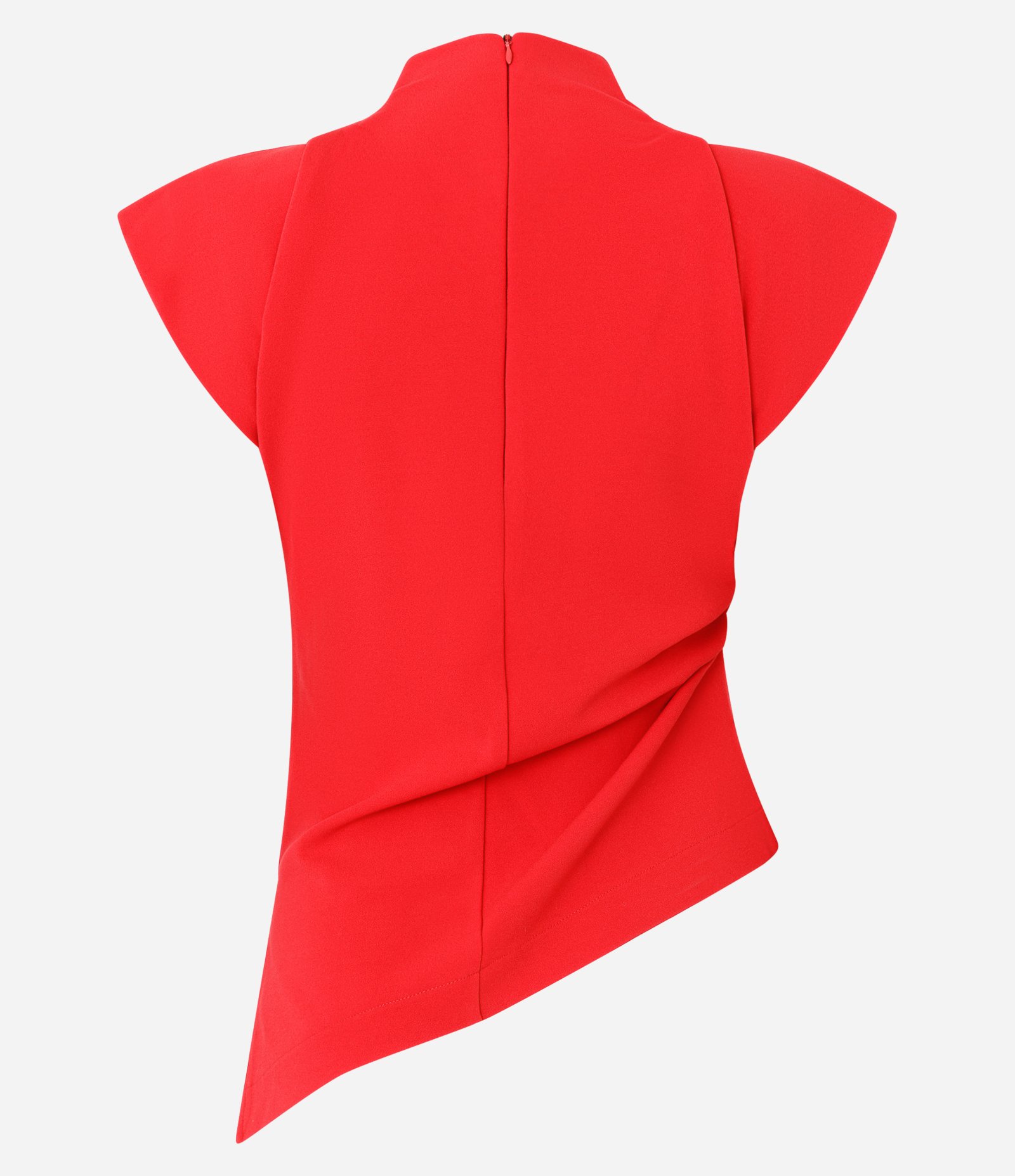 Blusa Regular em Crepe com Ombreiras e Barra Assimétrica Vermelho 6