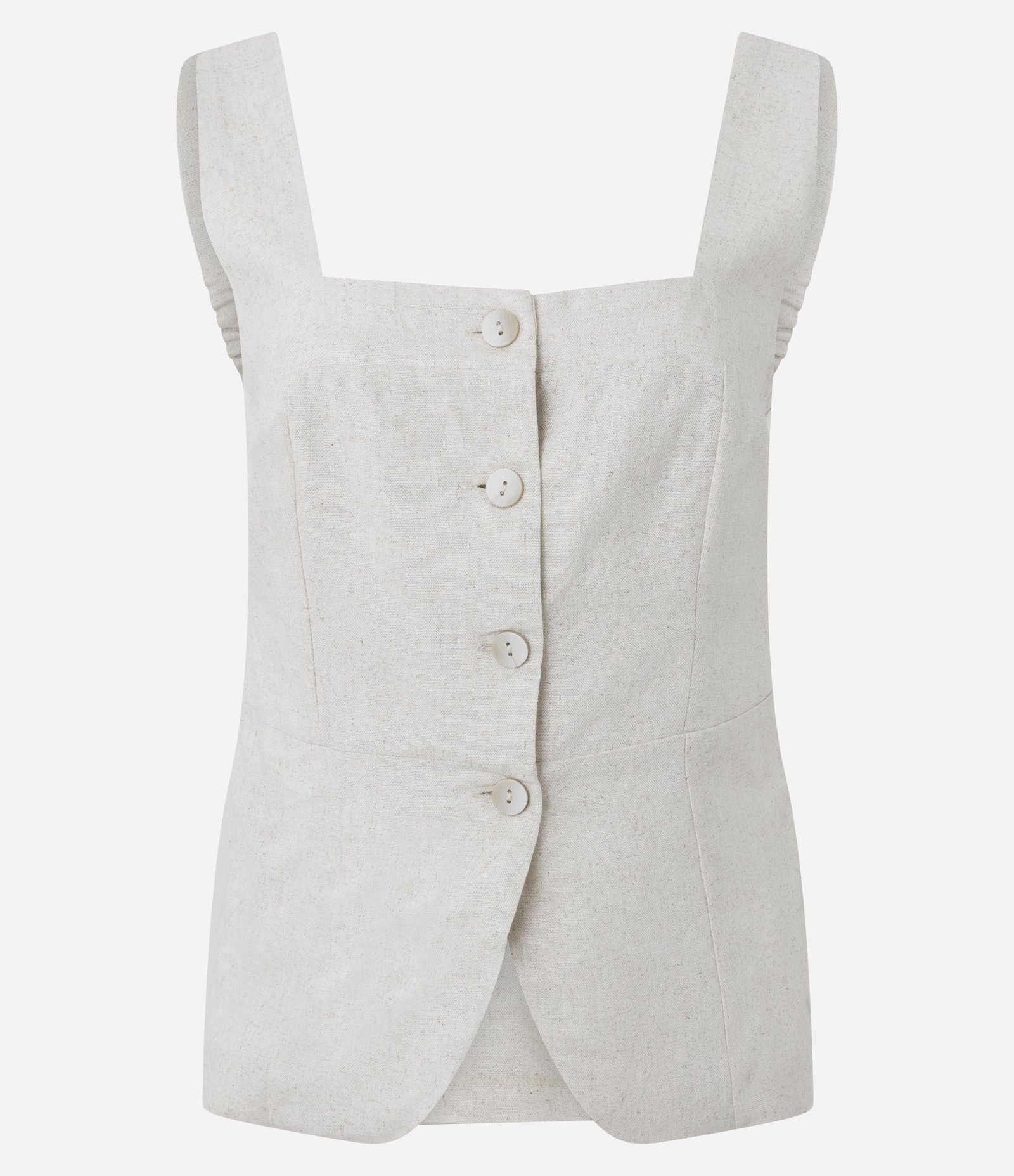 Colete Peplum Alfaiatado com Botões Frontais e Alças Largas Branco 5