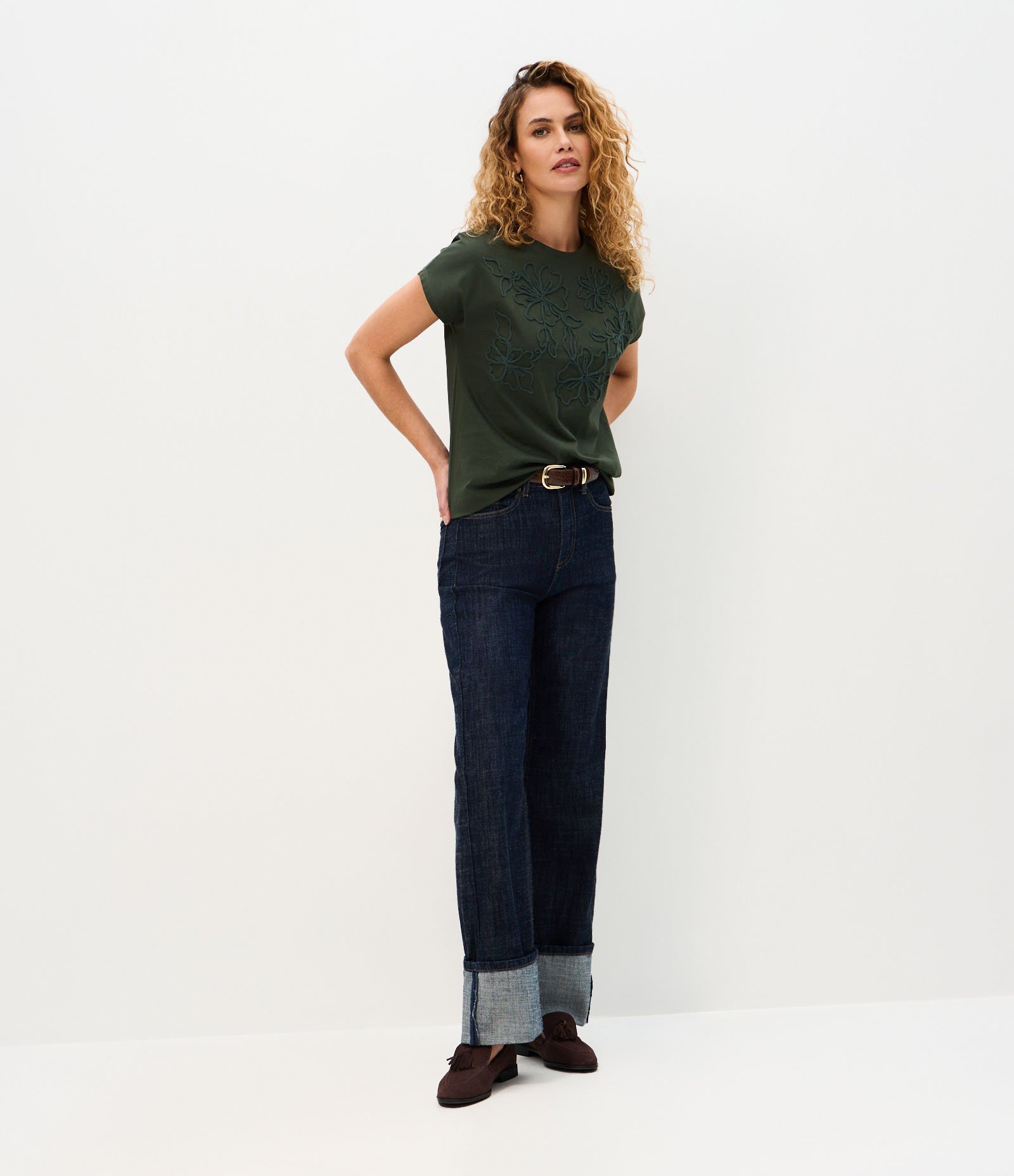 Blusa em Algodão com Bordado de Flor Verde 2