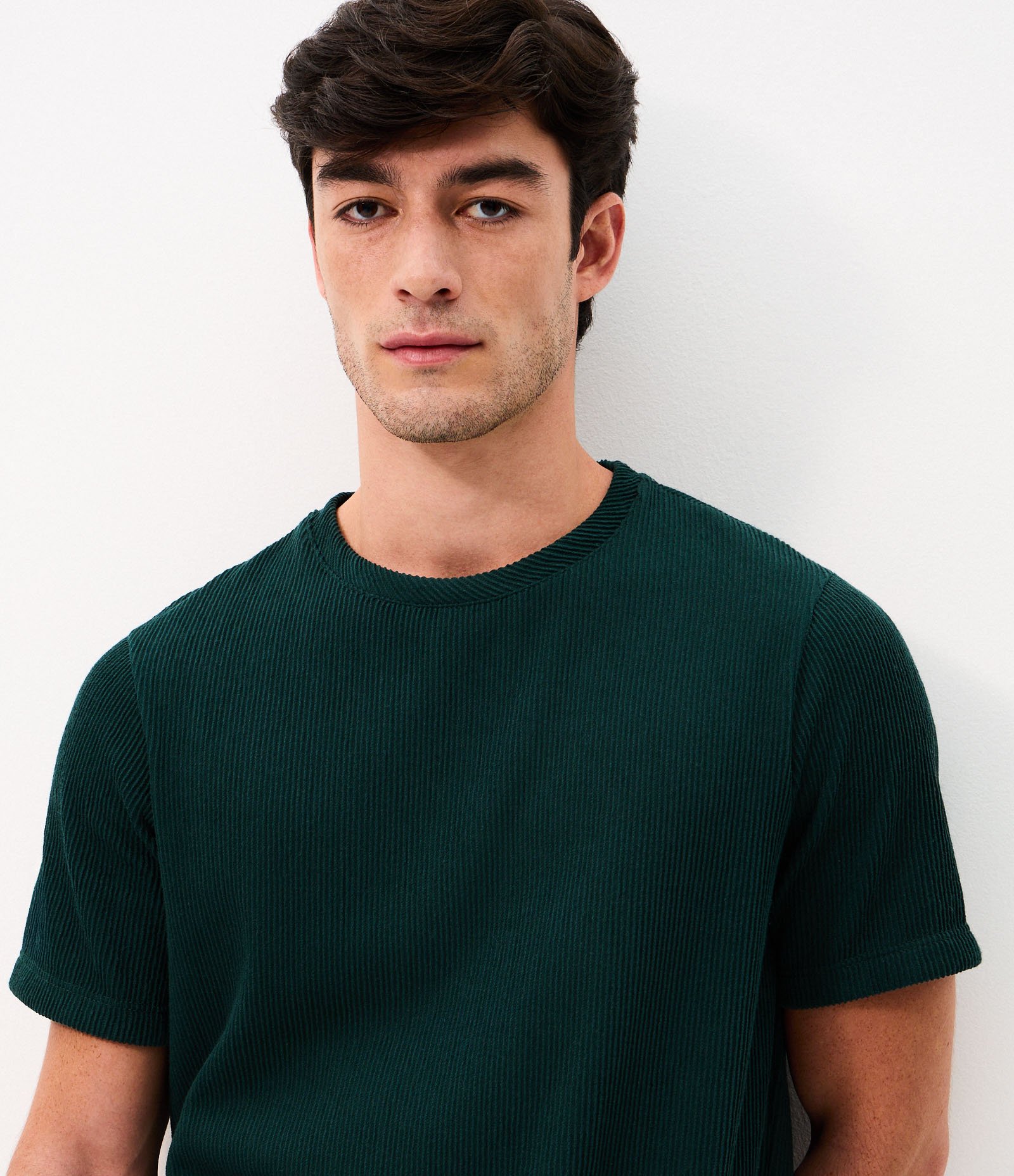 Camiseta Regular em Algodão Texturizado Verde 4