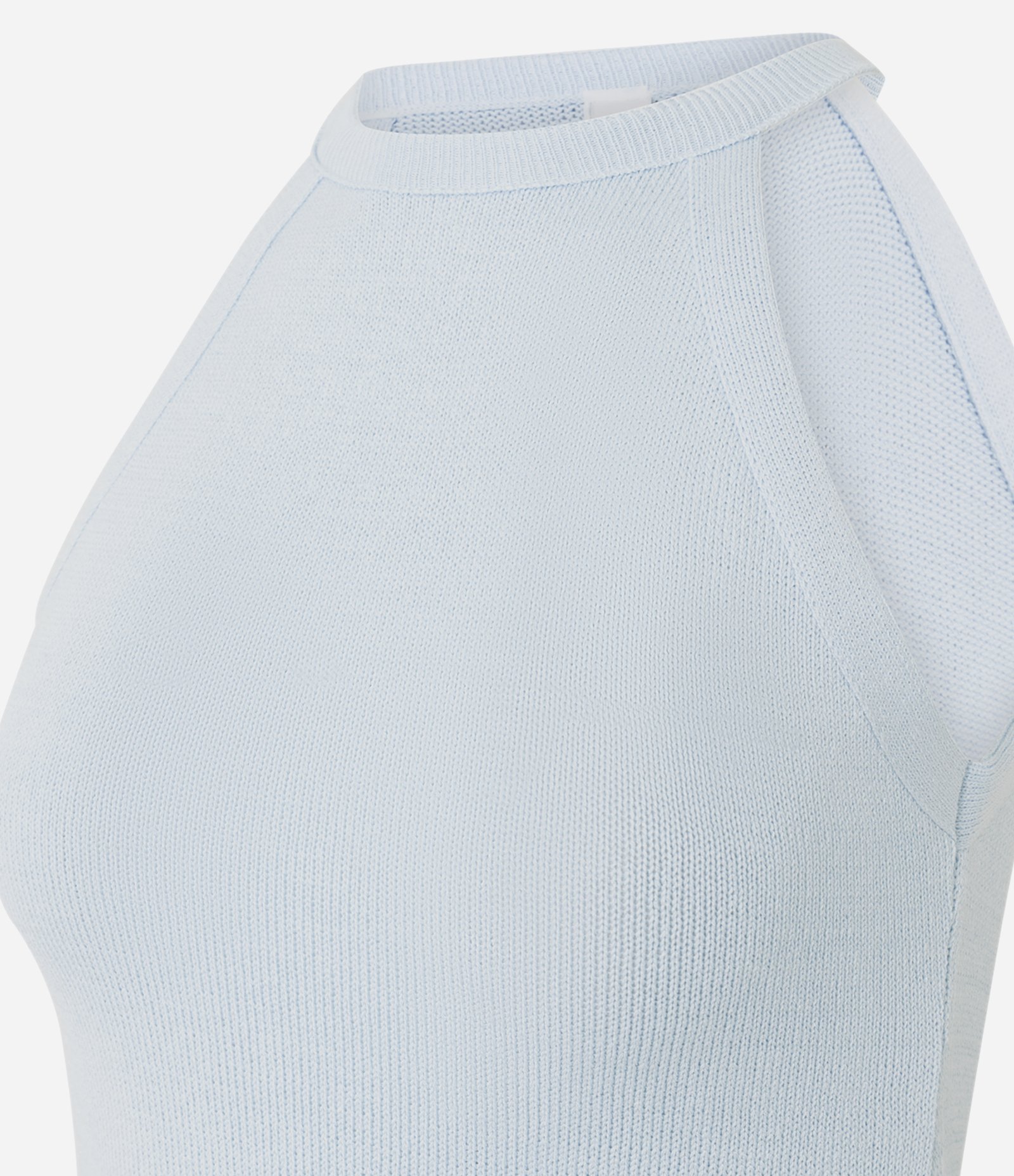Blusa em Tricô com Barra Assimétrica e Detalhe em Renda Azul 6