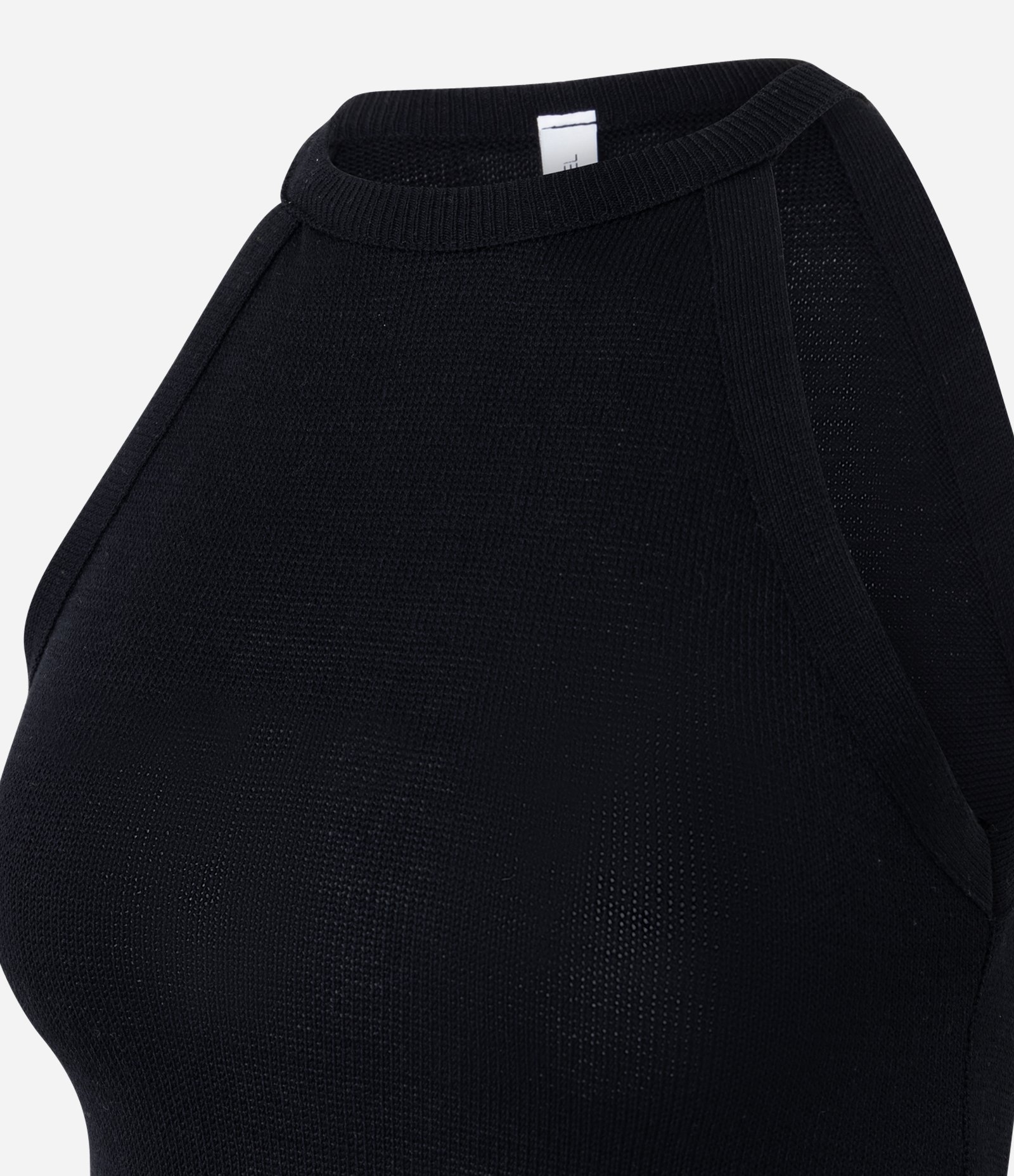 Blusa em Tricô com Barra Assimétrica e Detalhe em Renda Preto 6