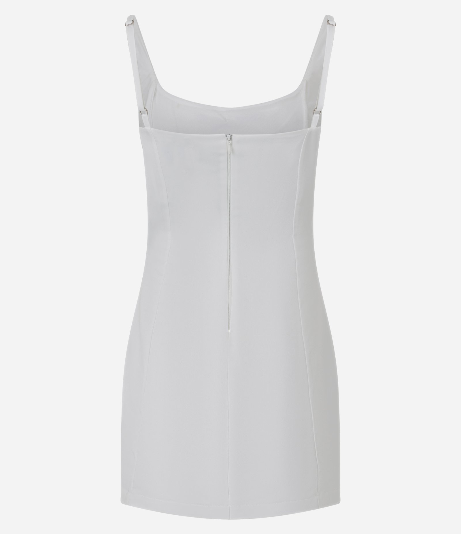 Vestido Curto Alfaiatado em Crepe com Laço Decorativo no Busto Branco 5