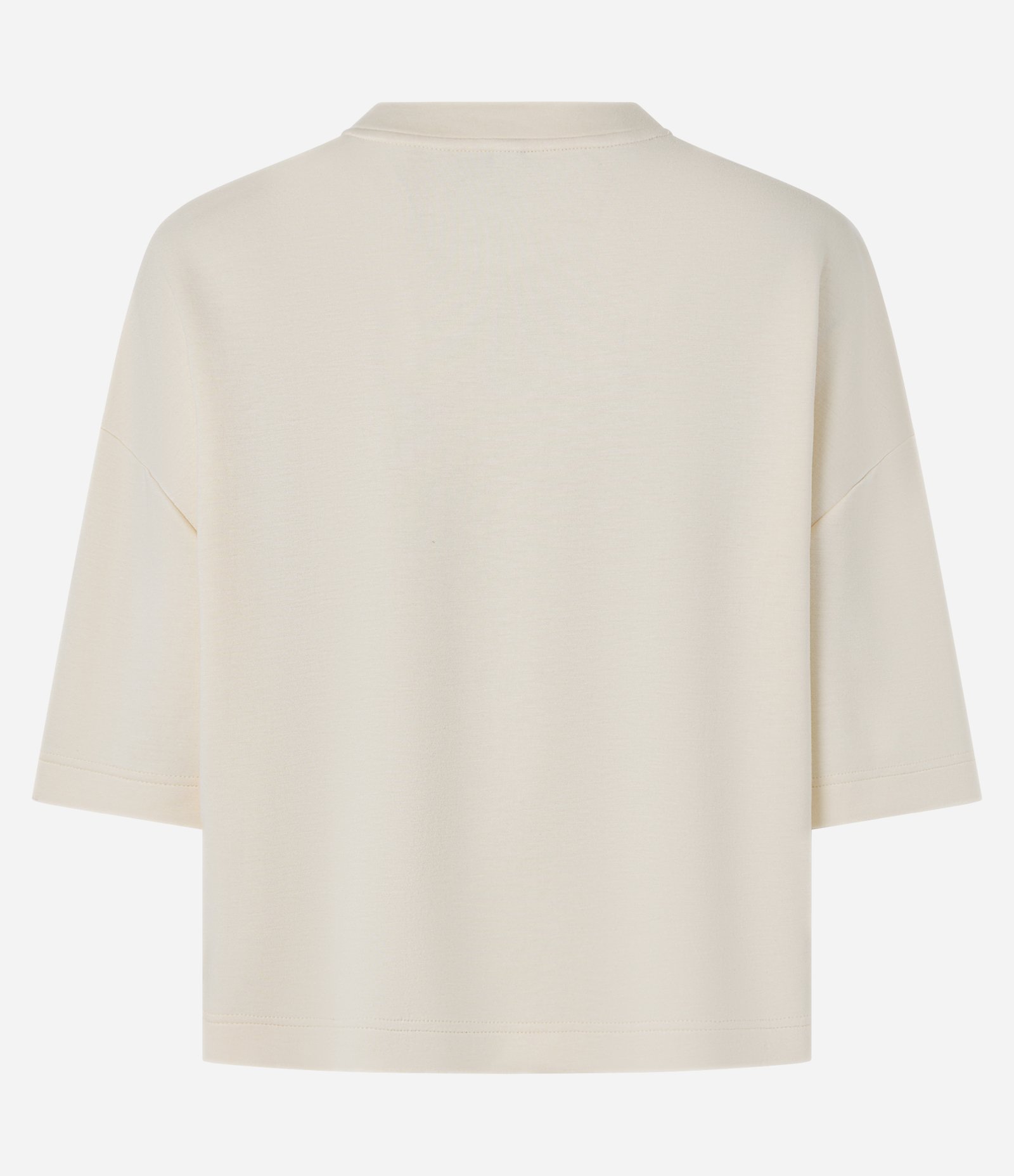 Camiseta em Modal com Modelagem Ampla e Gola Alta Bege 2