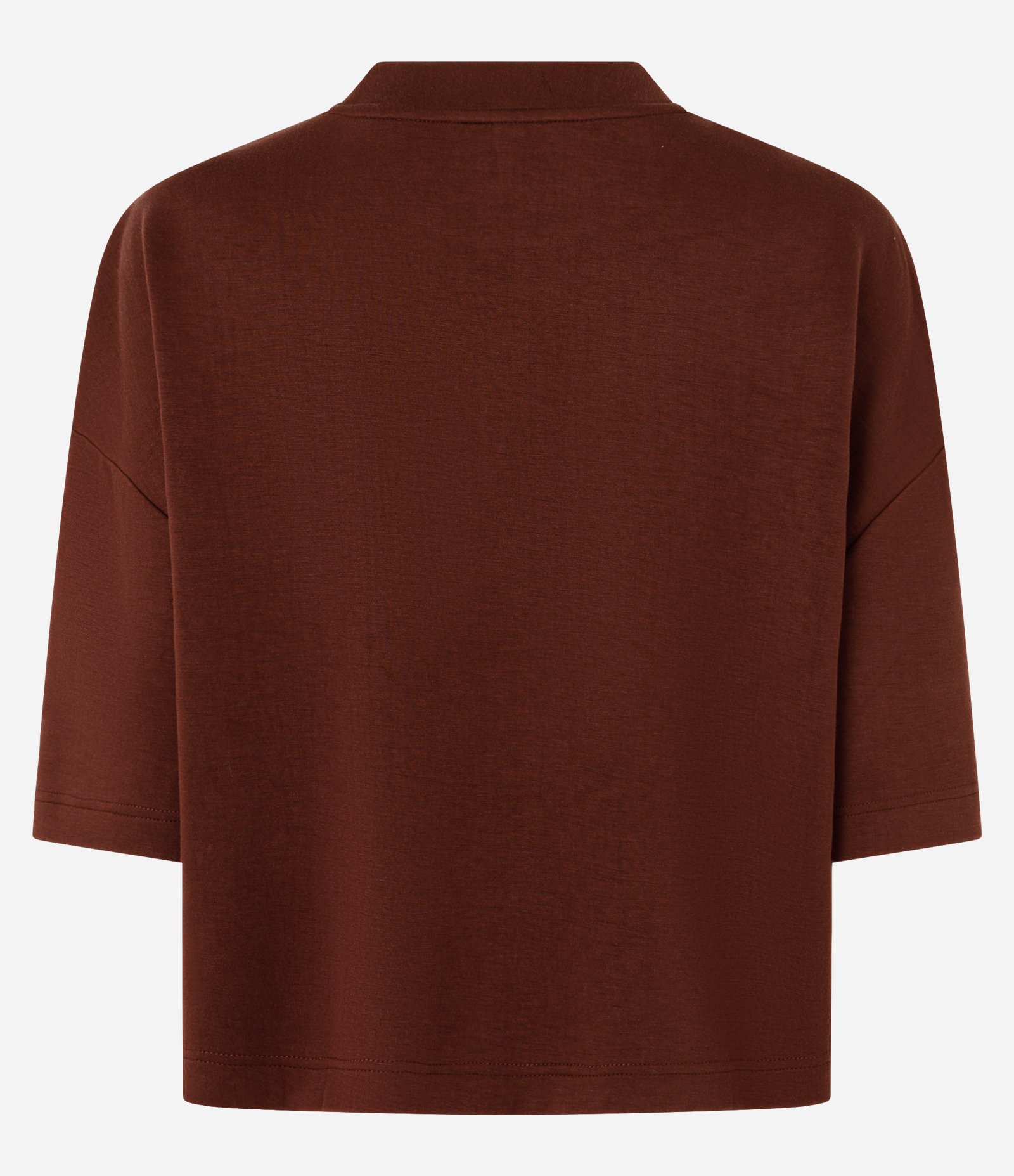 Camiseta em Modal com Modelagem Ampla e Gola Alta Marrom 2