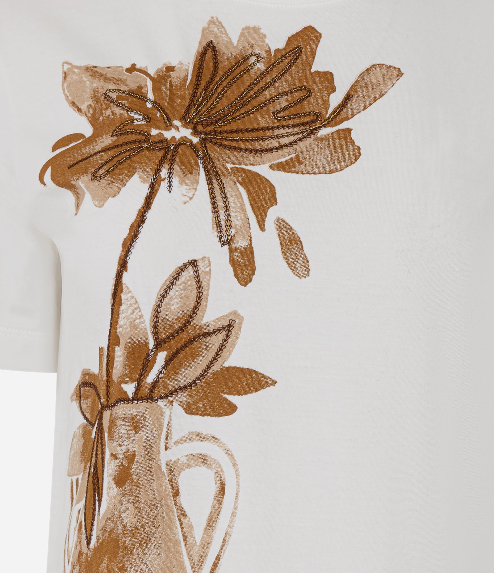 Blusa em Algodão com Estampa de Vaso e Flor Branco 2