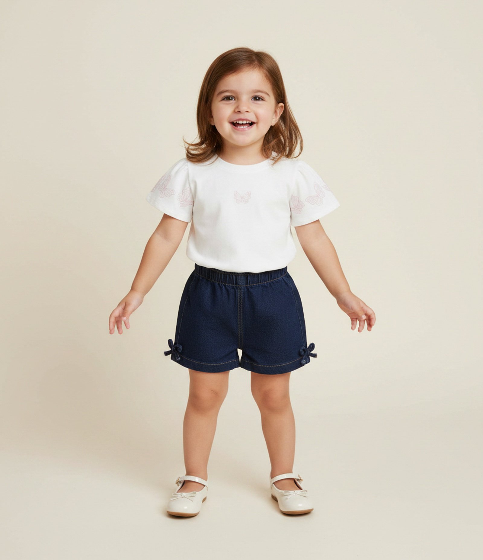 Blusa Comfort Infantil com Bordado Borboleta – Tam 1 a 6 Anos Branco 1