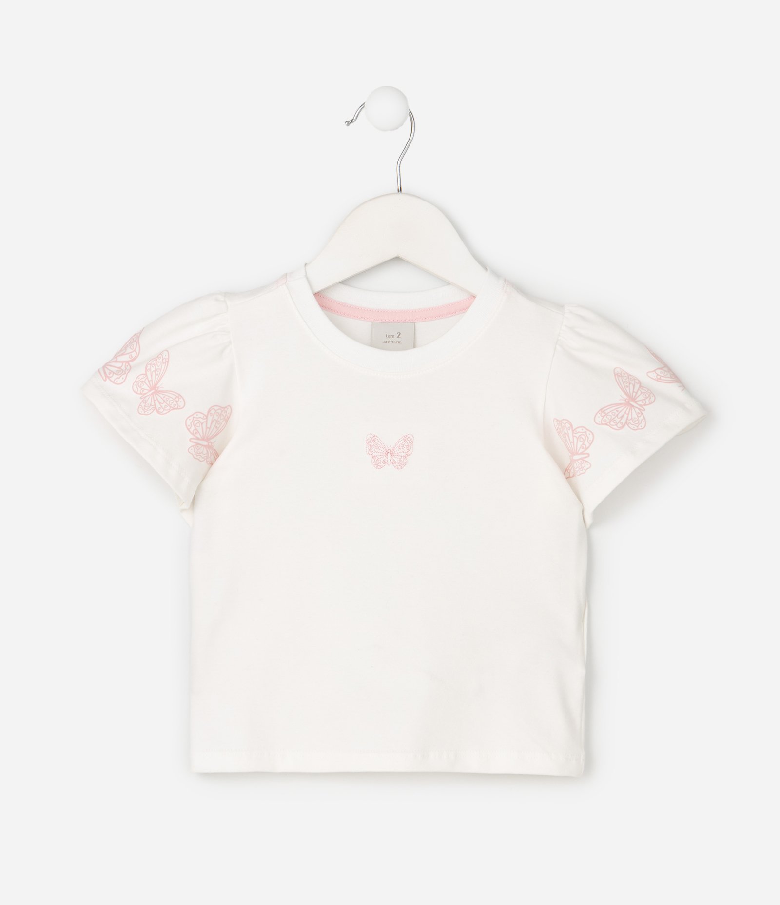 Blusa Comfort Infantil com Bordado Borboleta – Tam 1 a 6 Anos Branco 2