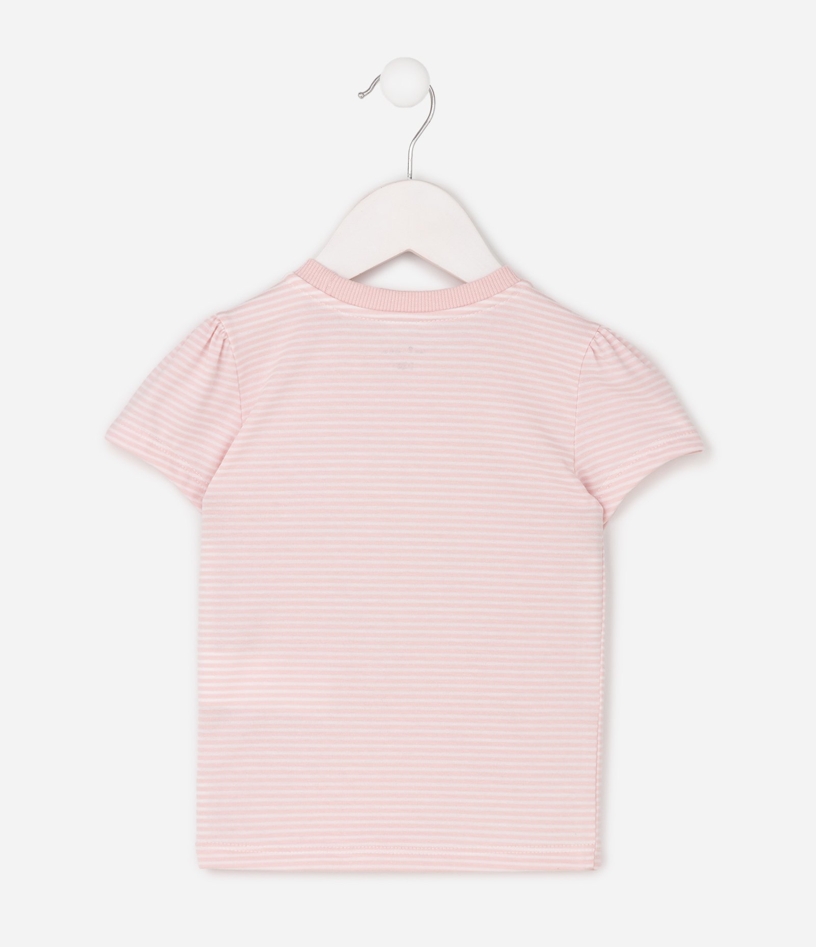 Camiseta Listrada Infantil com Morango em Paetê Reversível - Tam 1 a 6 Anos Rosa 3