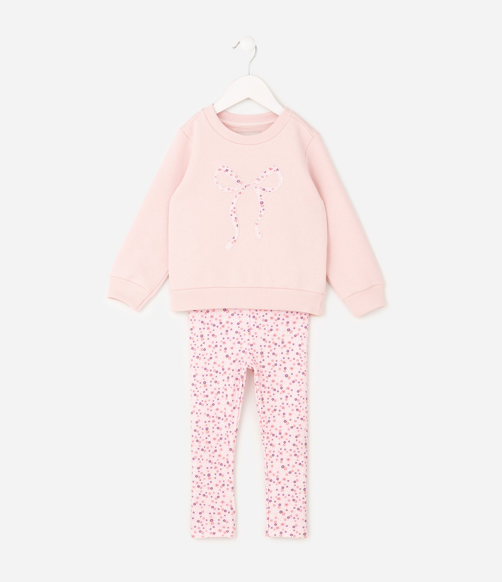 Conjunto Infantil Moletom com Felpa Laço Bordado - Tam 1 a 6 anos Rosa 2