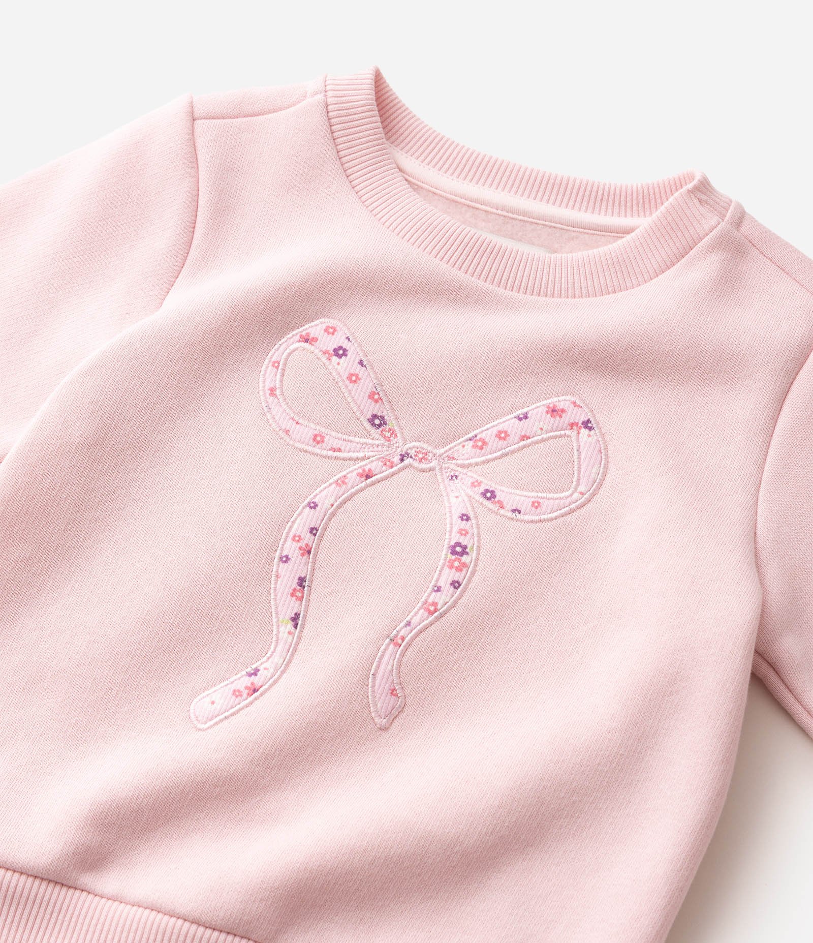 Conjunto Infantil Moletom com Felpa Laço Bordado - Tam 1 a 6 anos Rosa 5