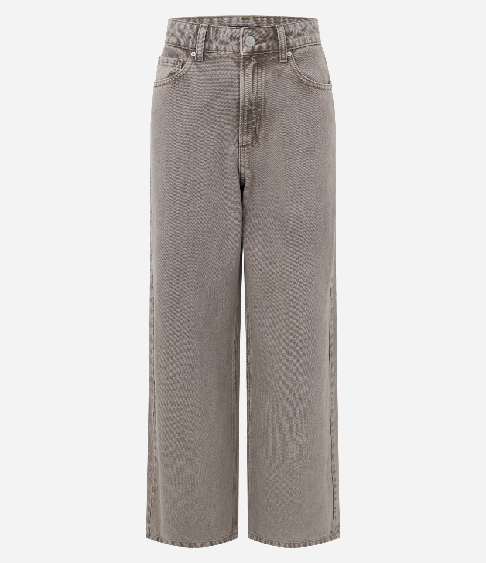 Calça Wide Leg em Sarja com Cintura Baixa Marrom Neutro 5