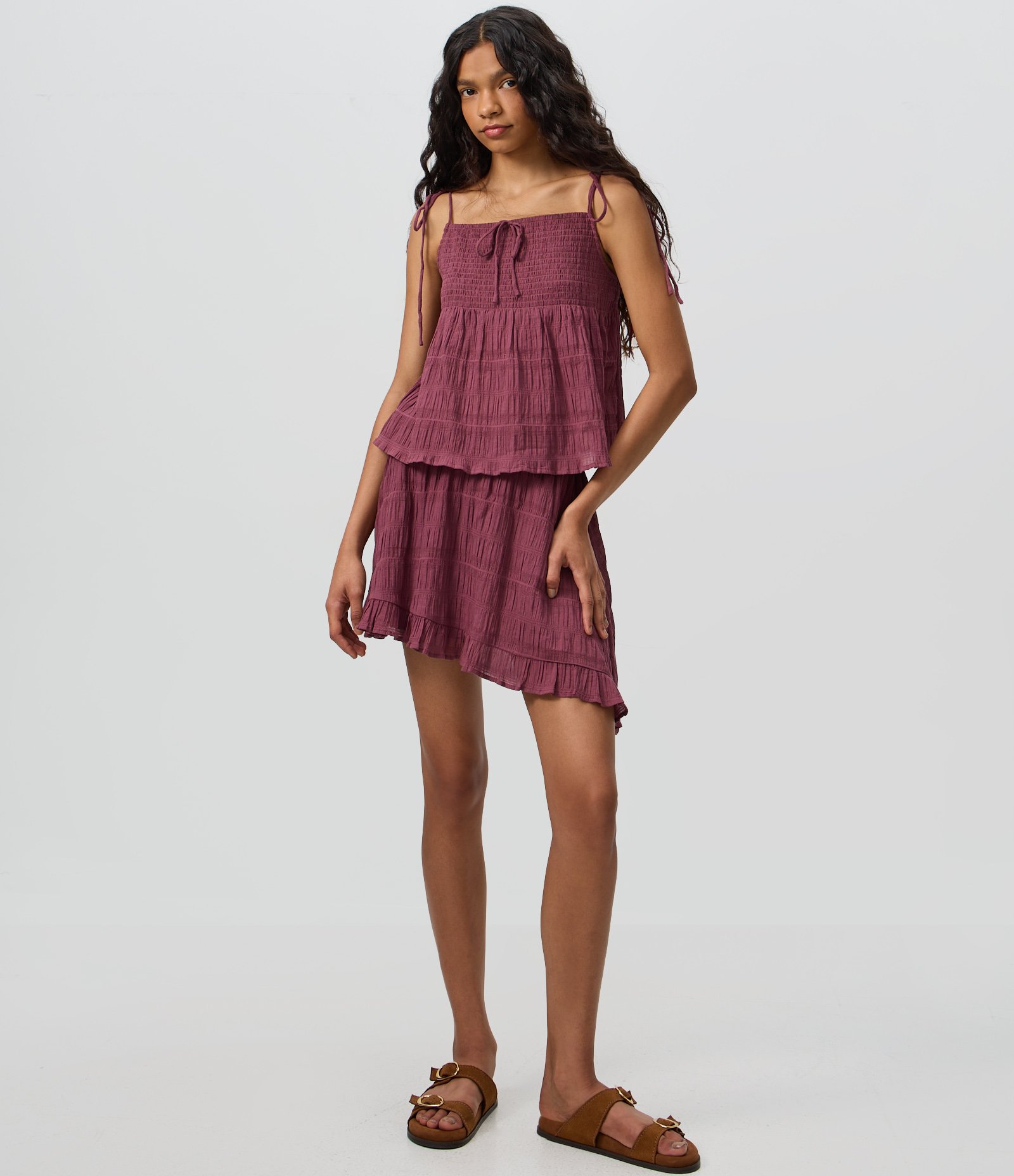 Blusa com Alça em Cotton com Lastex E Amarração Marrom 1