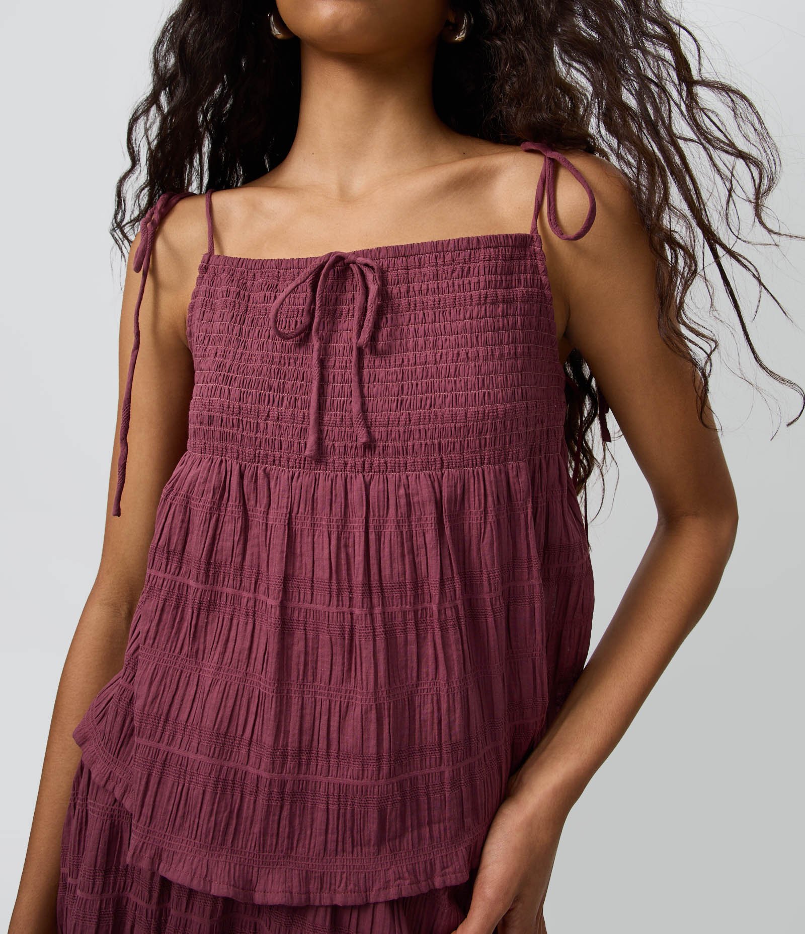 Blusa com Alça em Cotton com Lastex E Amarração Marrom 2