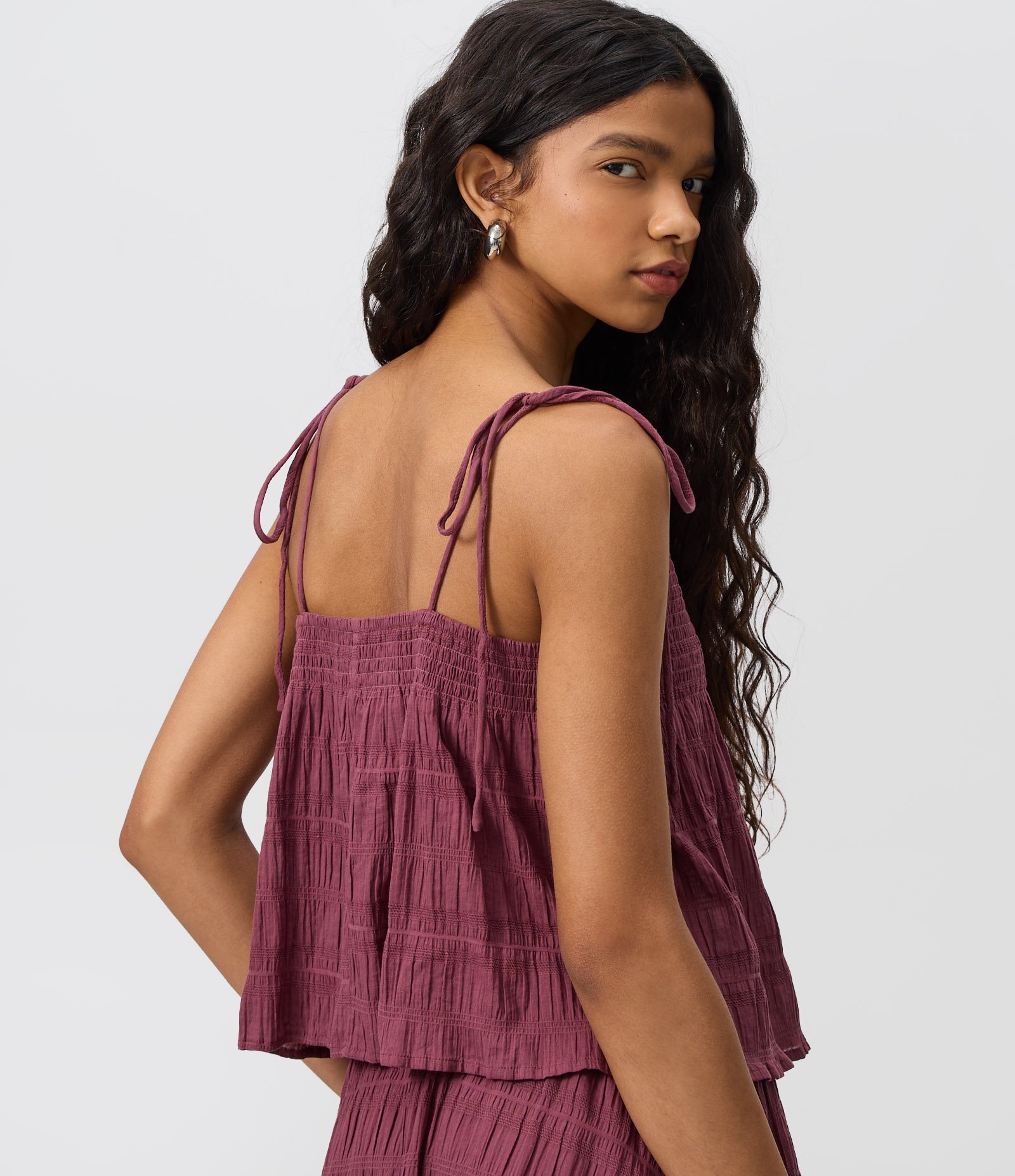 Blusa com Alça em Cotton com Lastex E Amarração Marrom 3