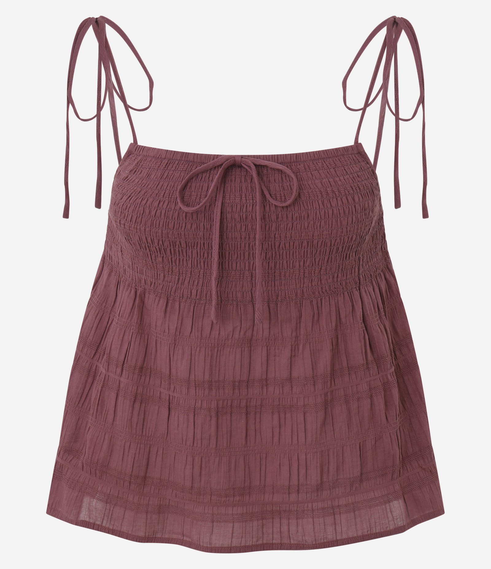 Blusa com Alça em Cotton com Lastex E Amarração Marrom 4