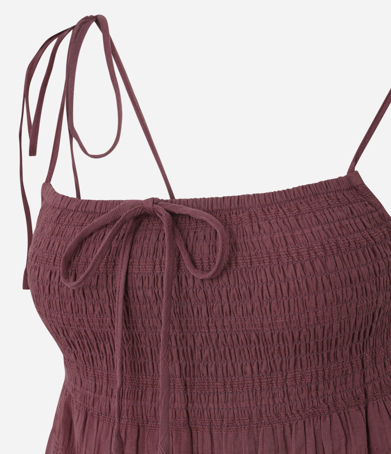 Blusa com Alça em Cotton com Lastex E Amarração Marrom 5