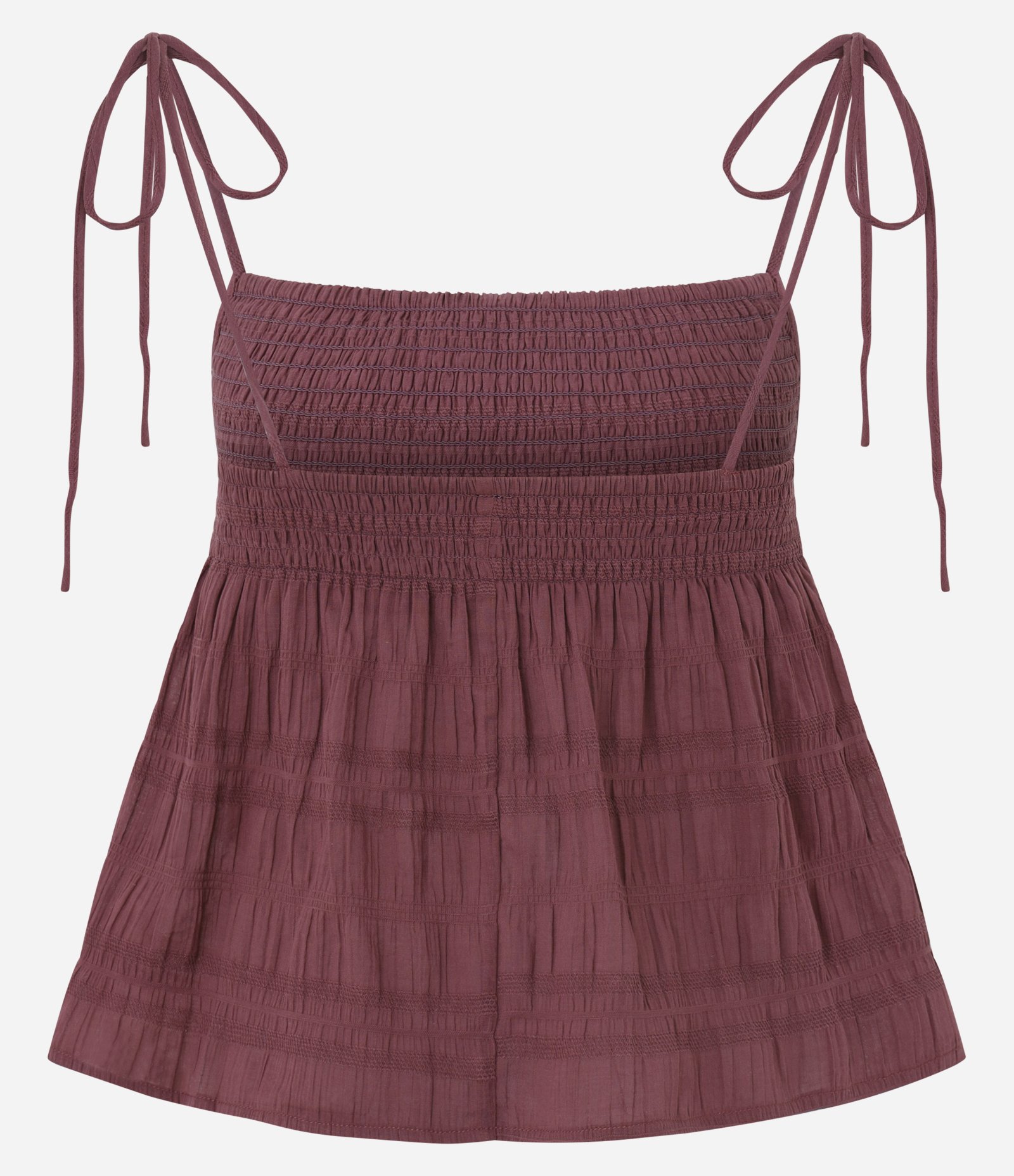 Blusa com Alça em Cotton com Lastex E Amarração Marrom 6
