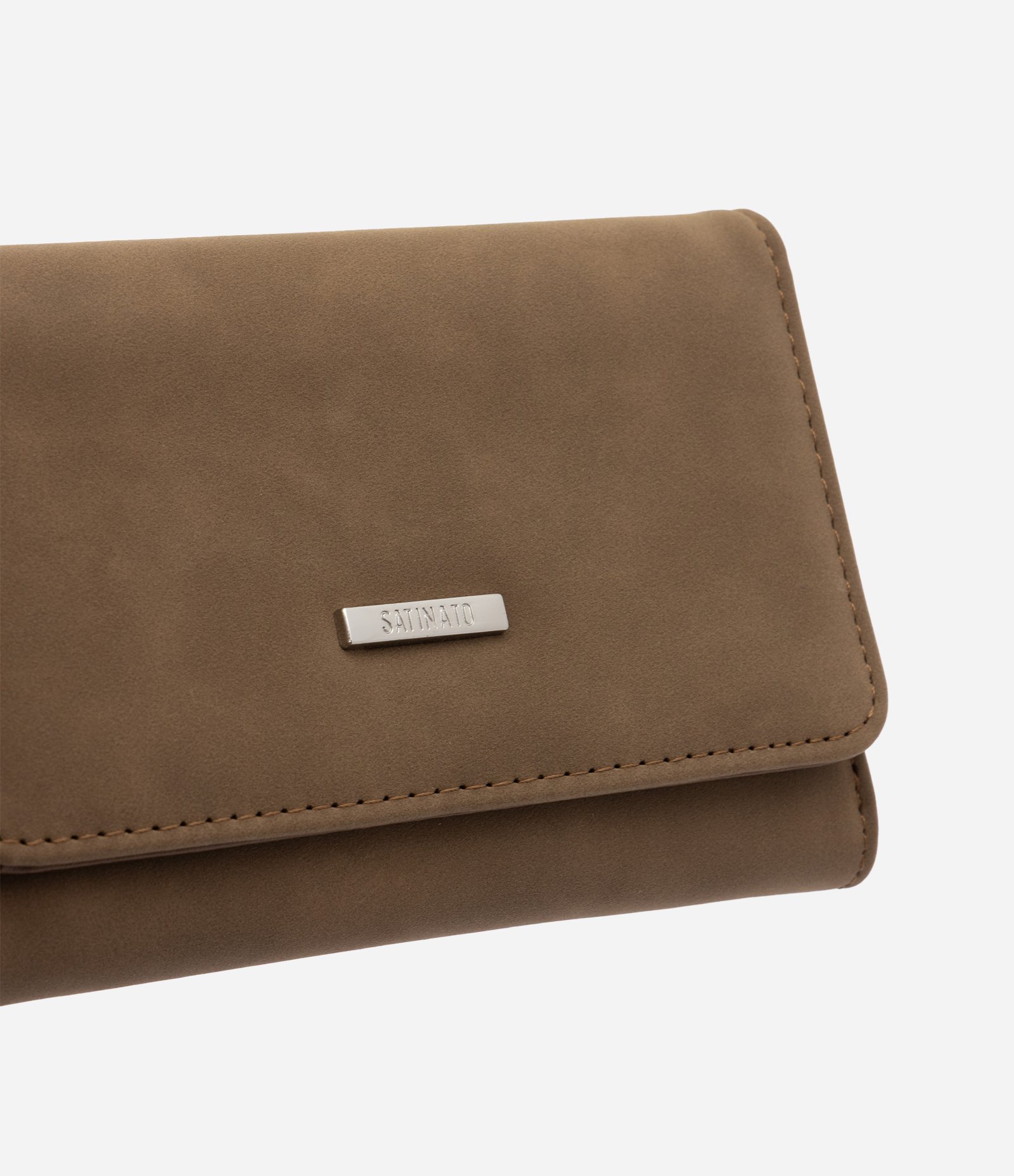 Carteira Envelope Média em Suede Marrom 4