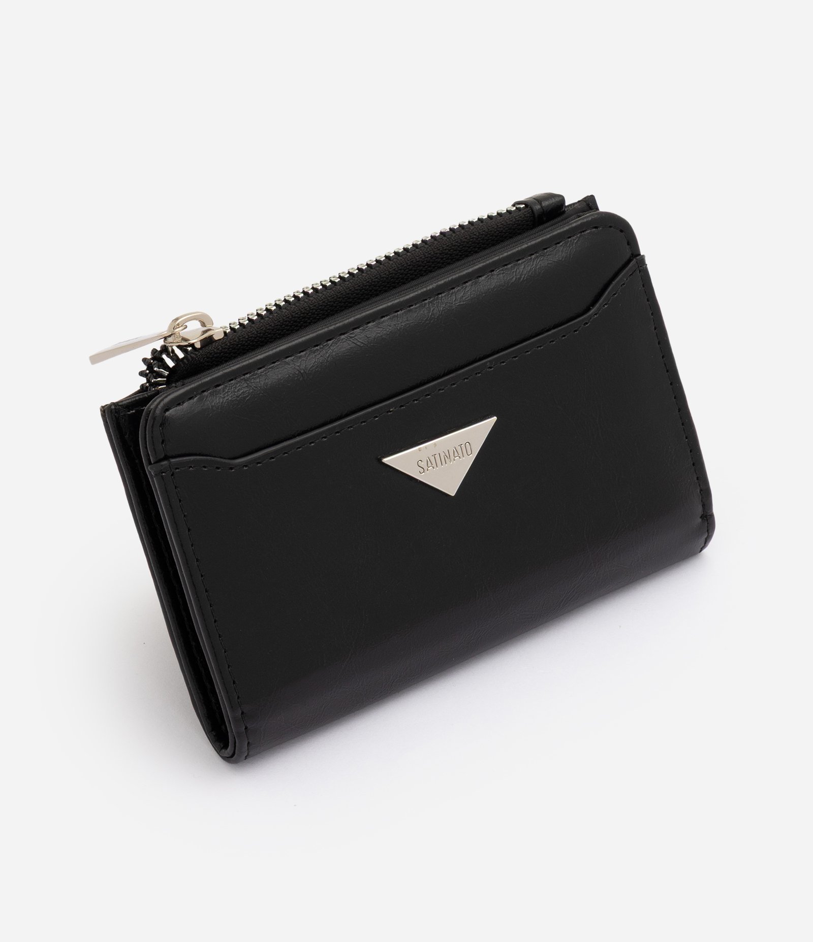 Carteira Envelope Pequena em PU com Compartimentos Preto 1
