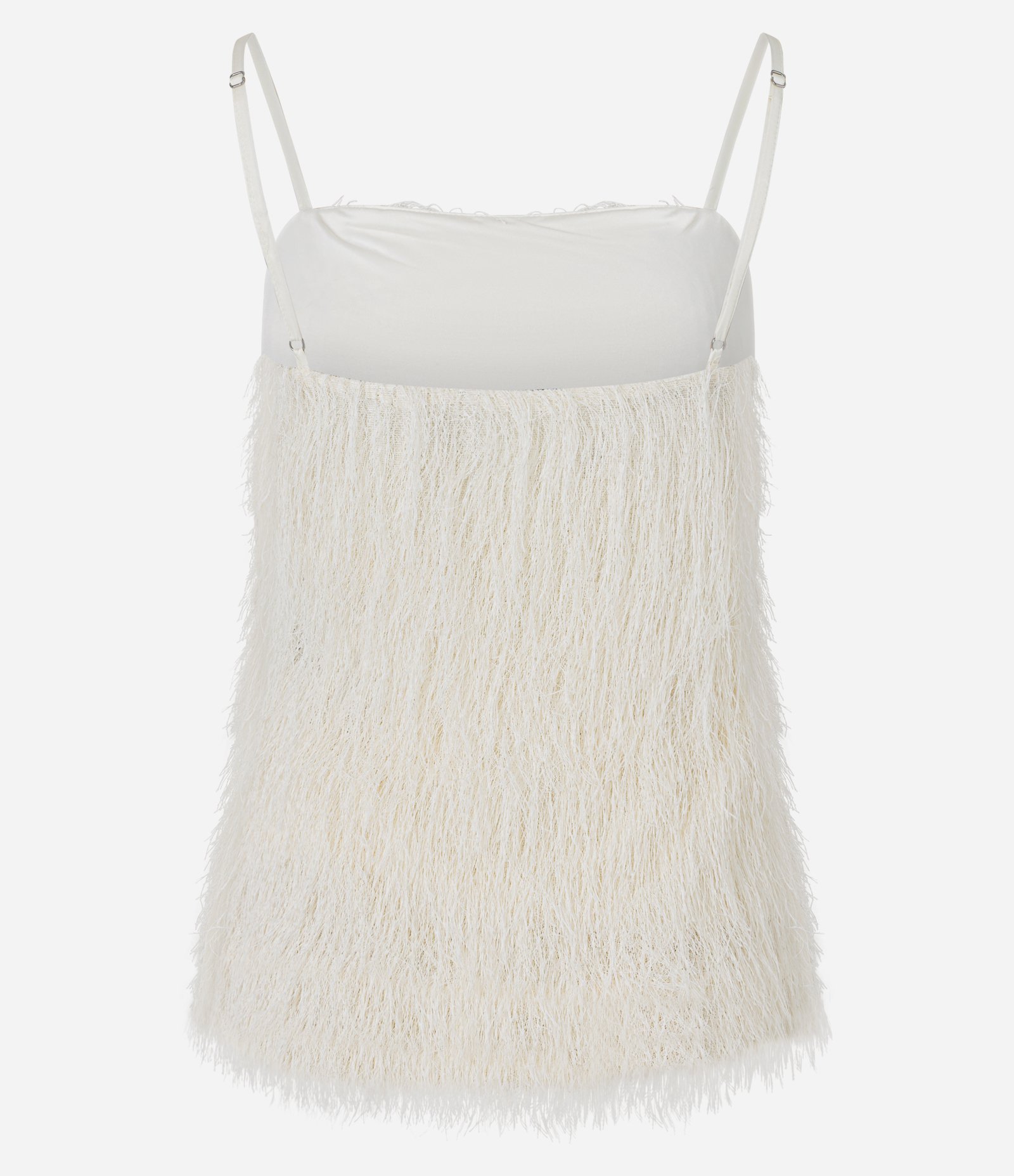 Blusa de Alças Finas com Textura de Pelo Artificial Off White 7