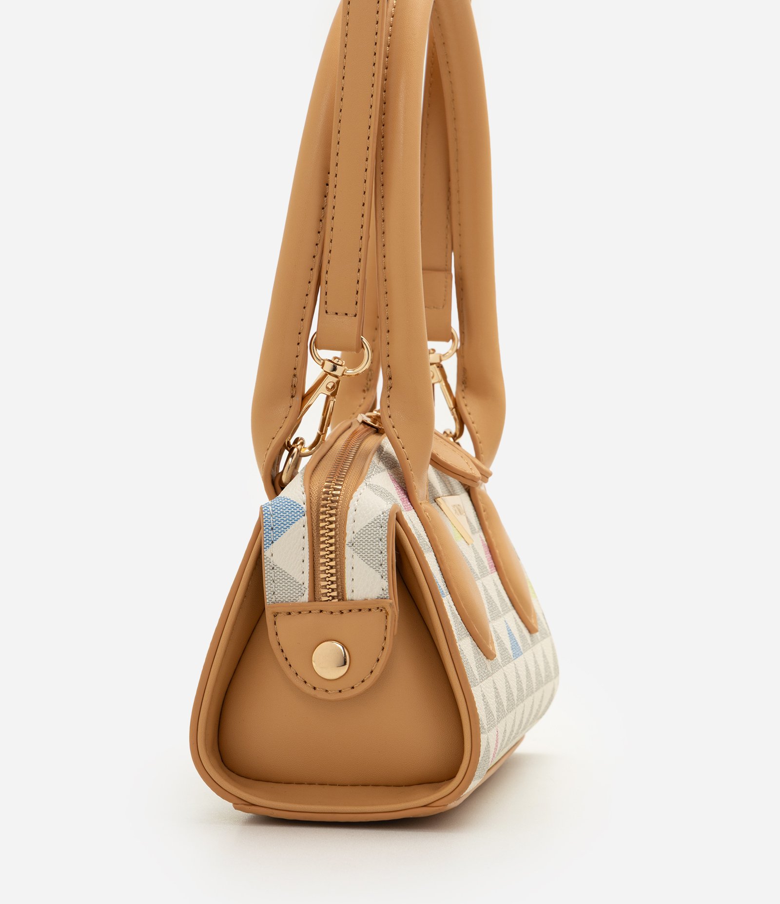 Bolsa de Mão em PU com Estampa Geométrica Off White 2