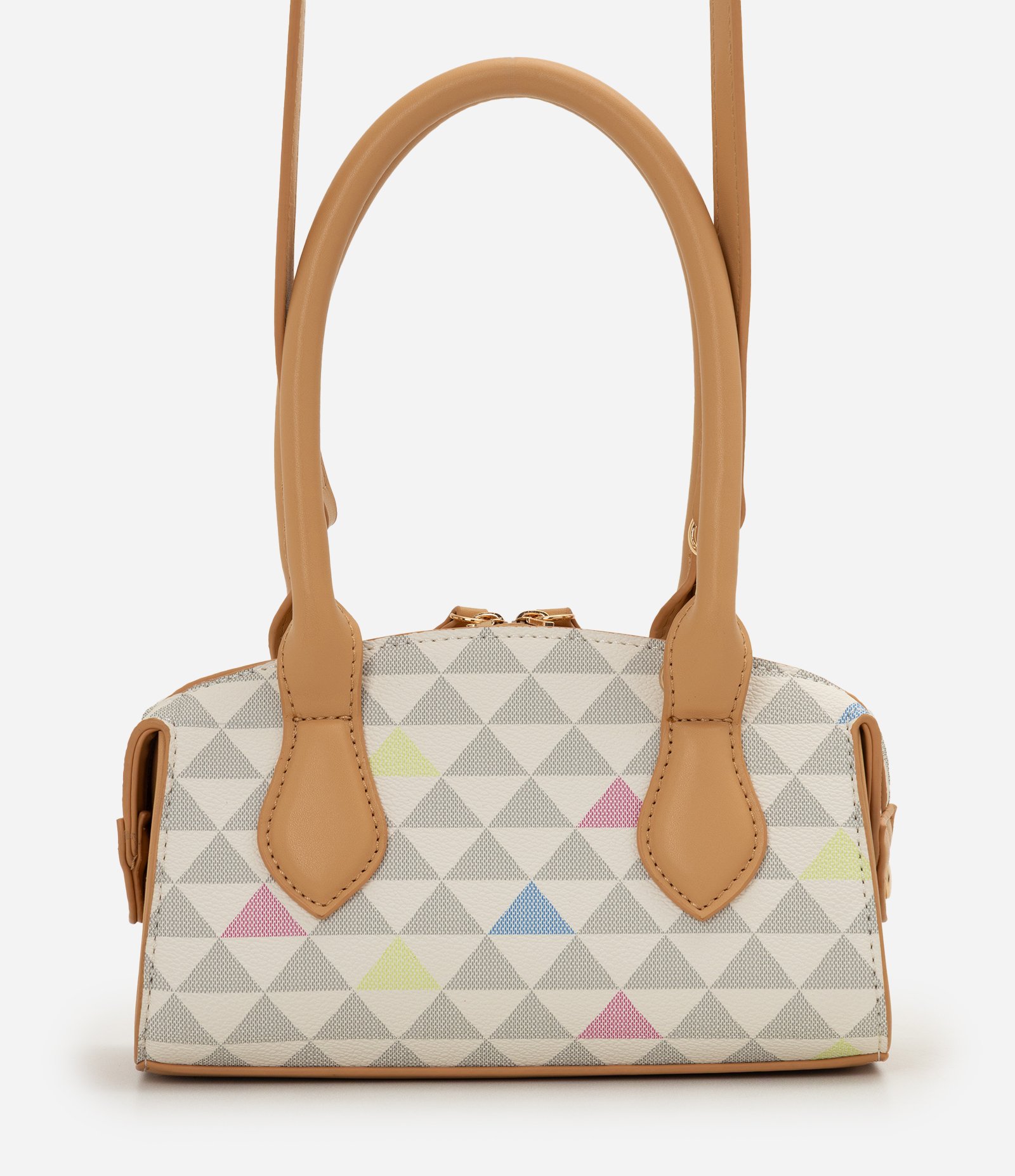 Bolsa de Mão em PU com Estampa Geométrica Off White 3