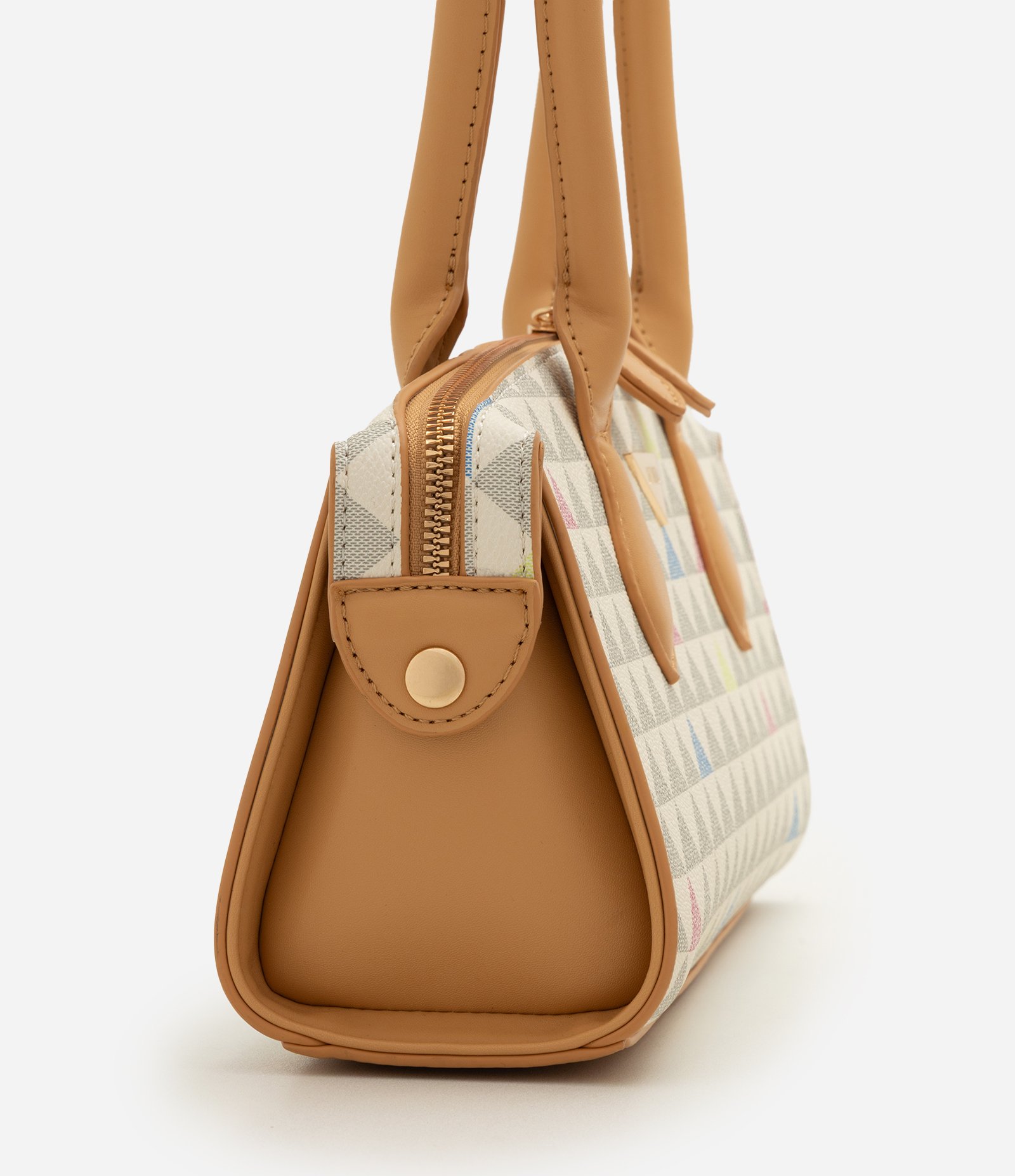 Bolsa Bowling em PU com Estampa Geométrica Off White 2