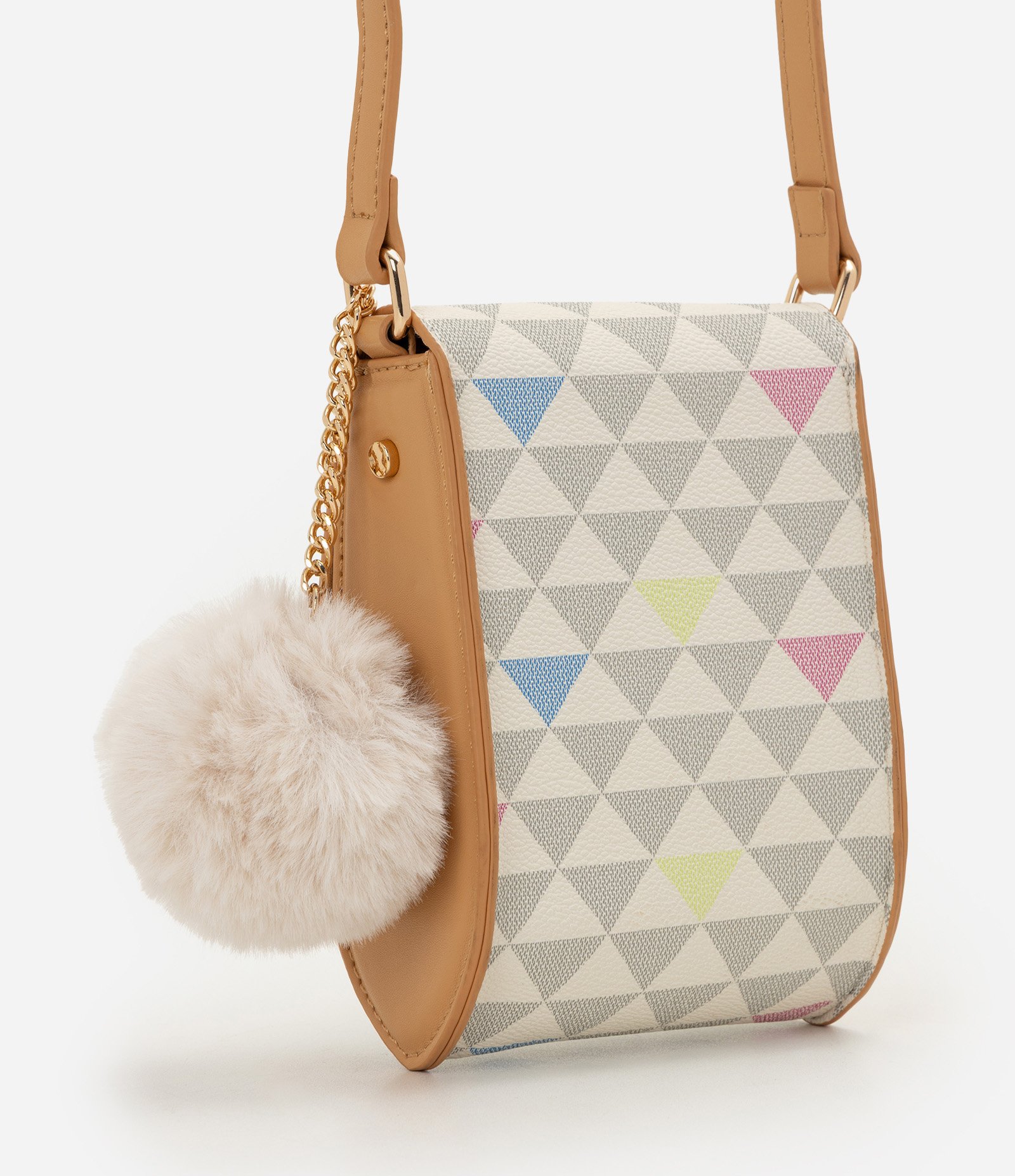 Bolsa Porta Celular em PU com Estampa Geométrica Off White 2