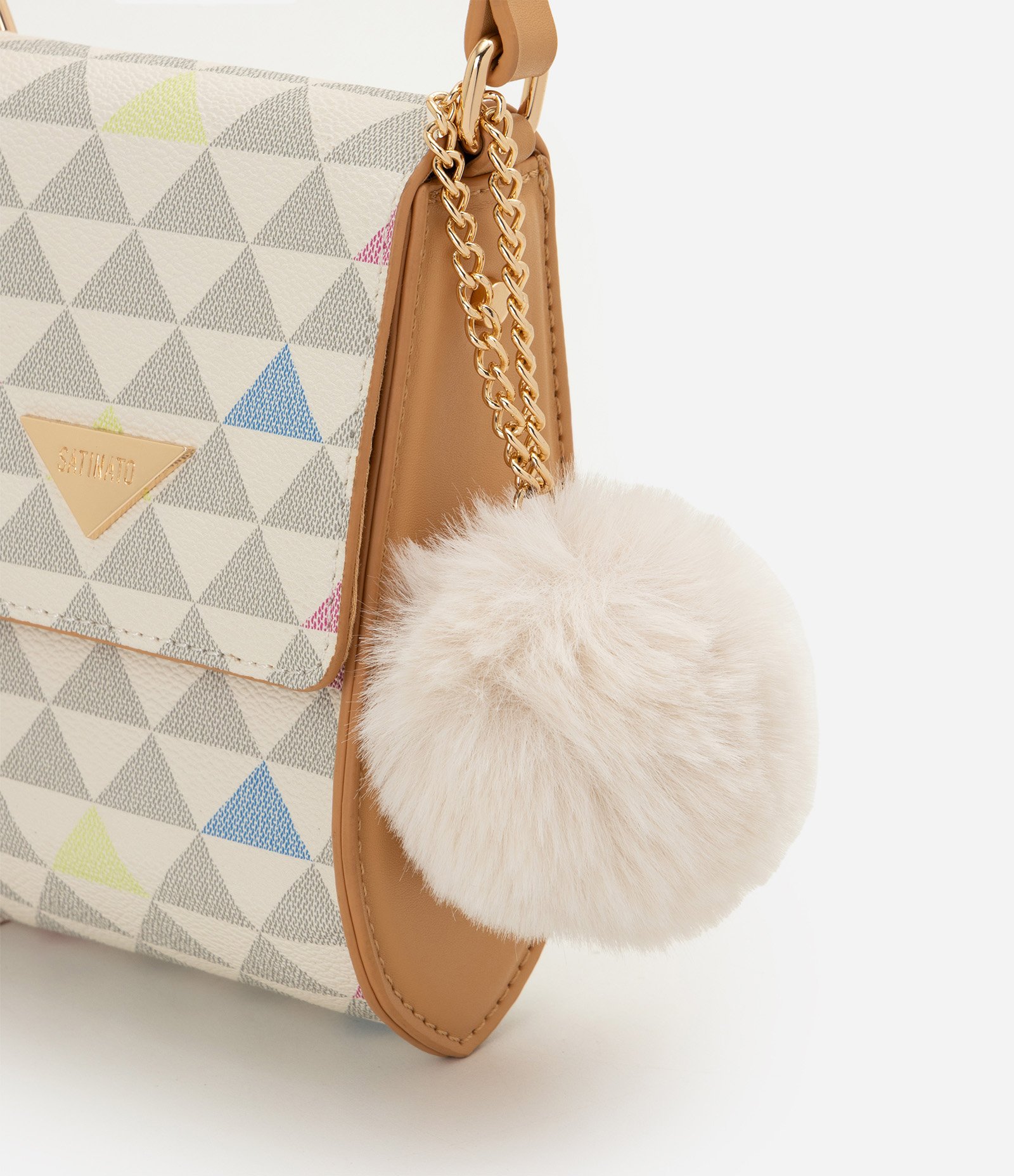 Bolsa Porta Celular em PU com Estampa Geométrica Off White 3