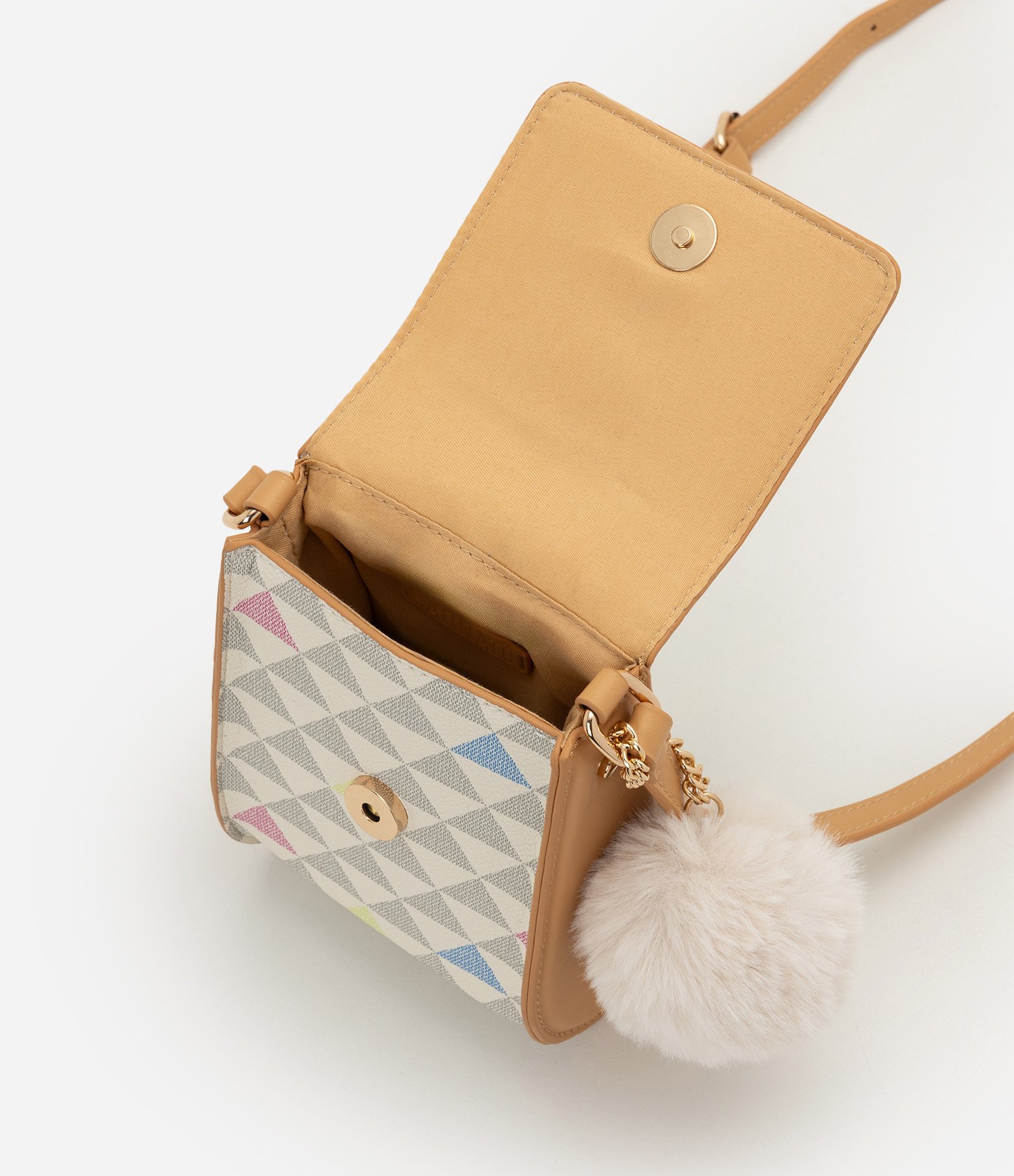 Bolsa Porta Celular em PU com Estampa Geométrica Off White 4