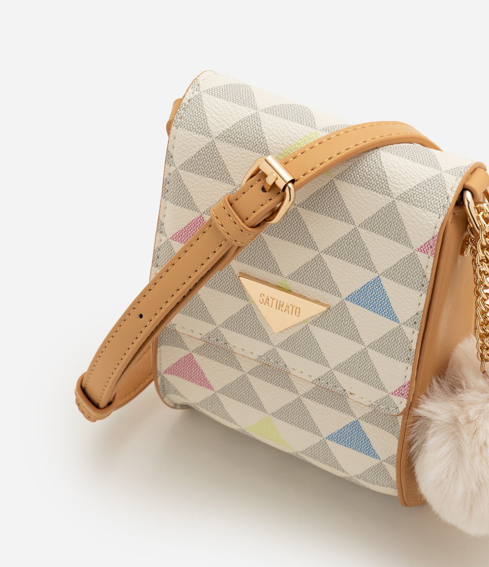 Bolsa Porta Celular em PU com Estampa Geométrica Off White 5