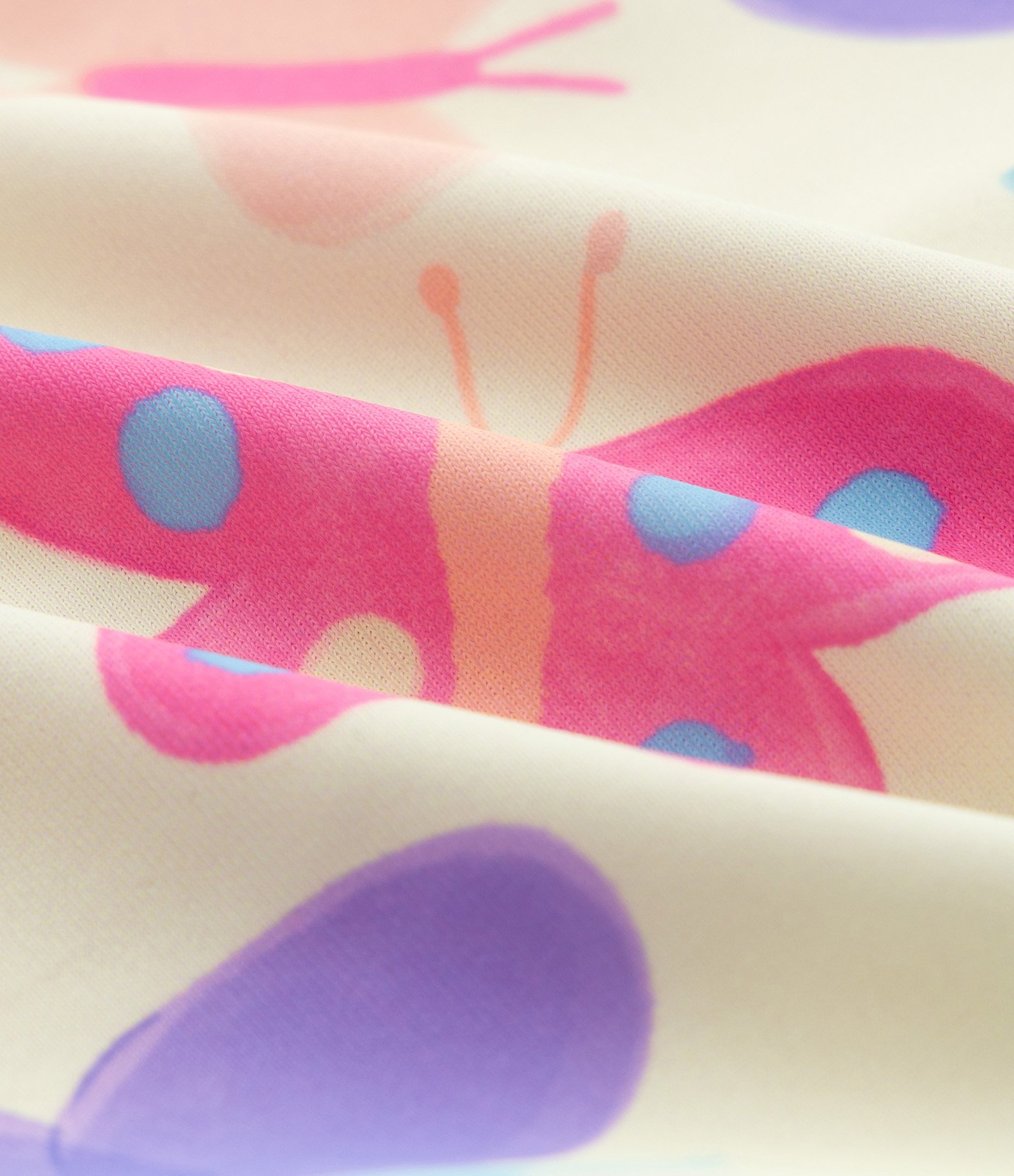Maiô Infantil com Estampa Fullprint Borboletas e Babados – Tam 1 a 12 Anos Bege Claro 3